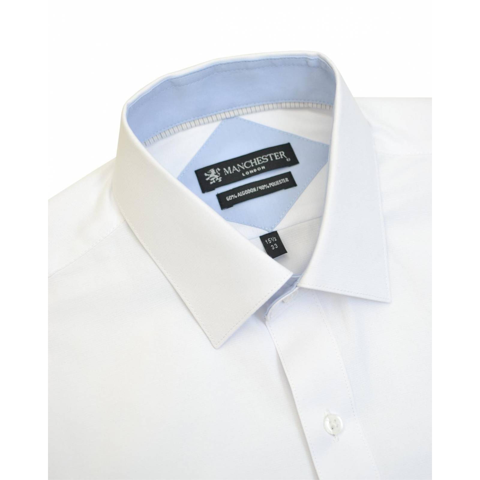 Manchester Camisa de Vestir en Algodón-Poliéster: Puño Ejecutivo con Termino en Pico