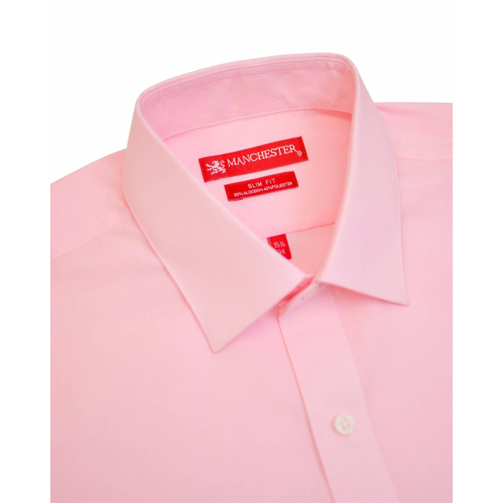 Manchester Camisa de Vestir Lisa Puño Convertible Slim Fit 