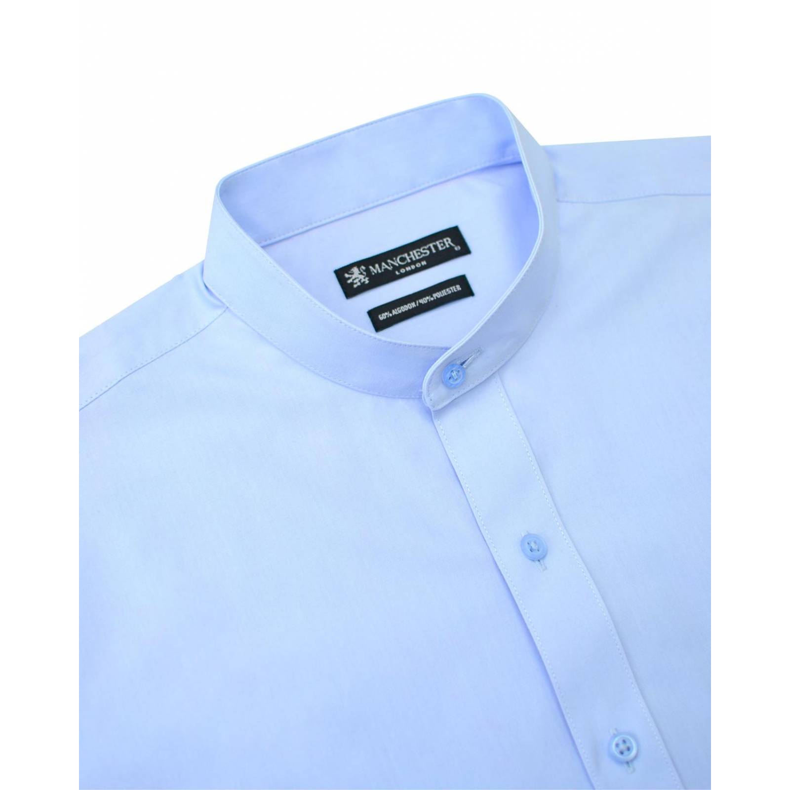 Manchester Camisa de Vestir Regular Fit Cuello Mao en Algodon y Poliester 