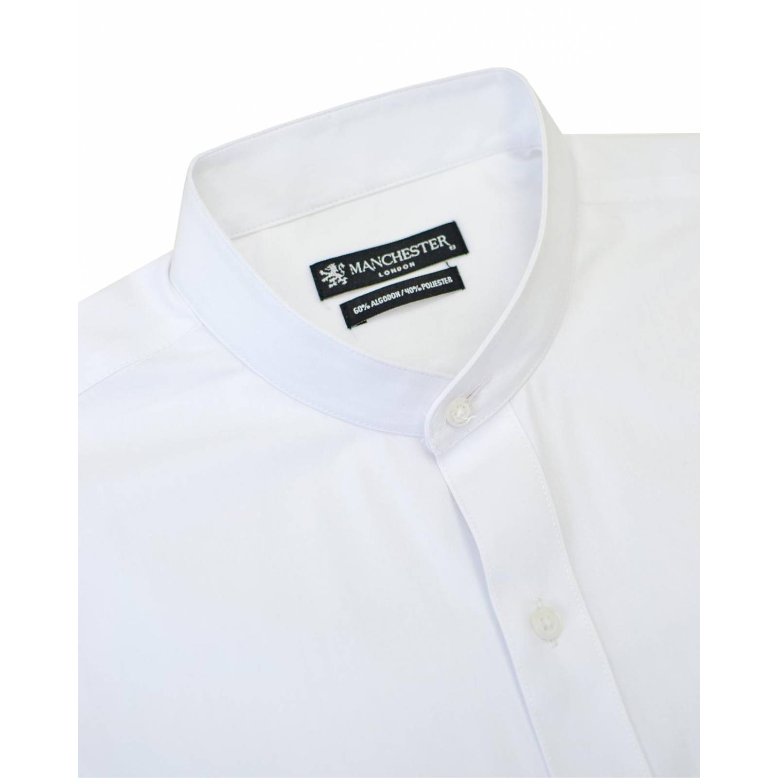 Manchester Camisa de Vestir Regular Fit Cuello Mao en Algodon y Poliester 