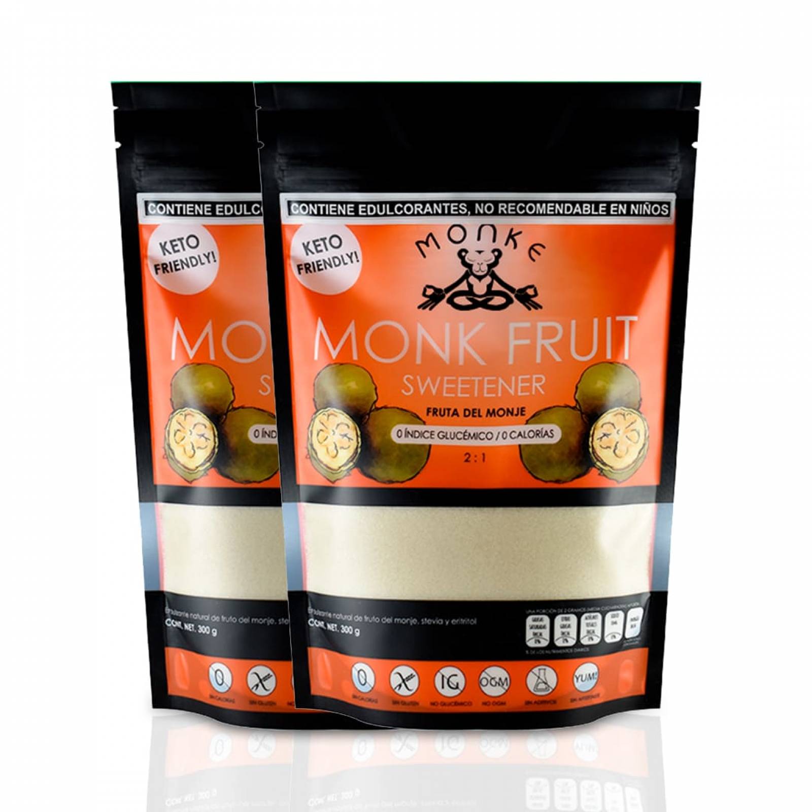 2 Pack- Endulzante de Fruta del Monje- Monke Granulado- Monke- 300 g cada uno