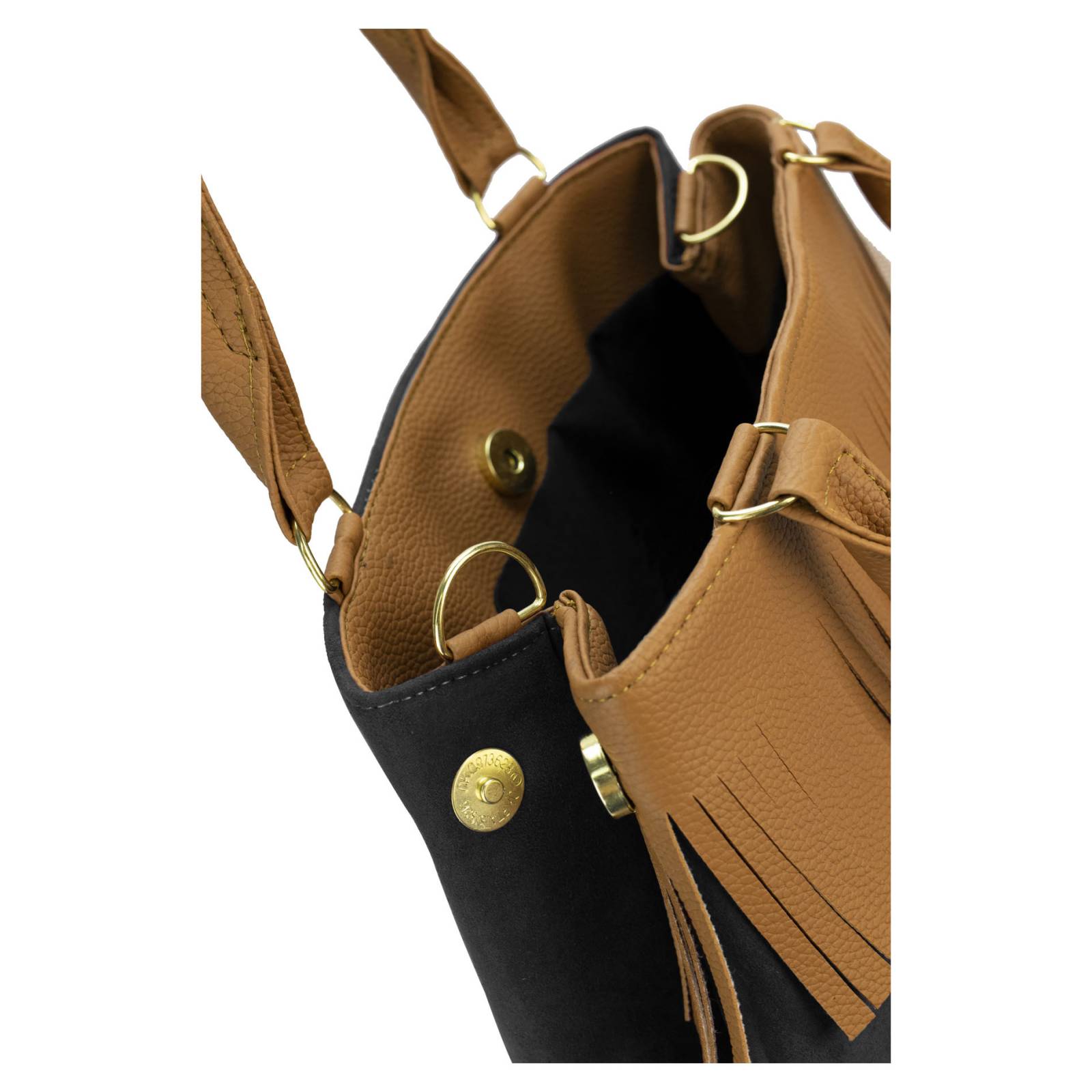 Bolsa Para Dama Negro Durazno Sintético Arcelia Nueva Imagen.