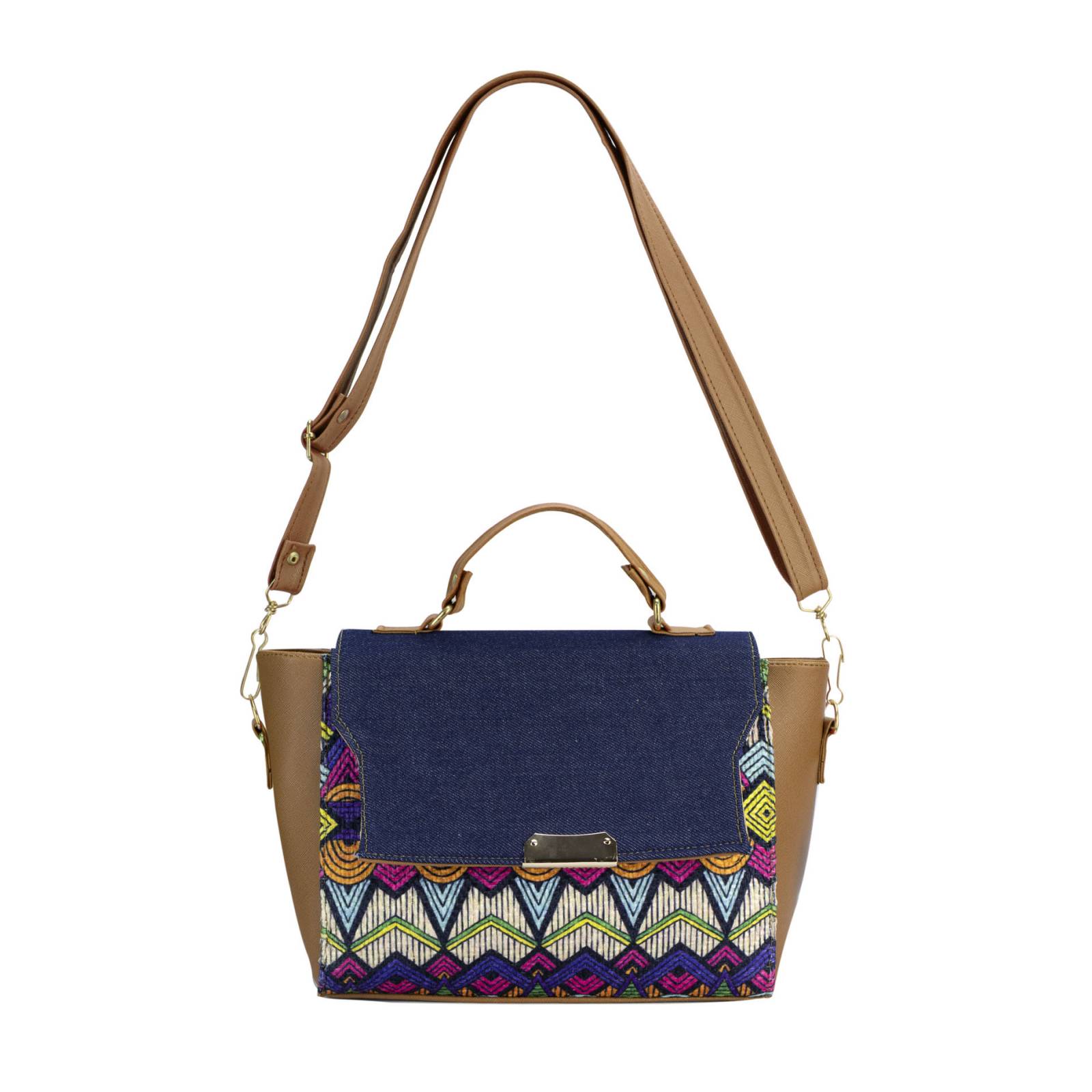 Bolsa Para Dama Camel Yute Ondas Sintético Y Textil Yamil Nueva Imagen.