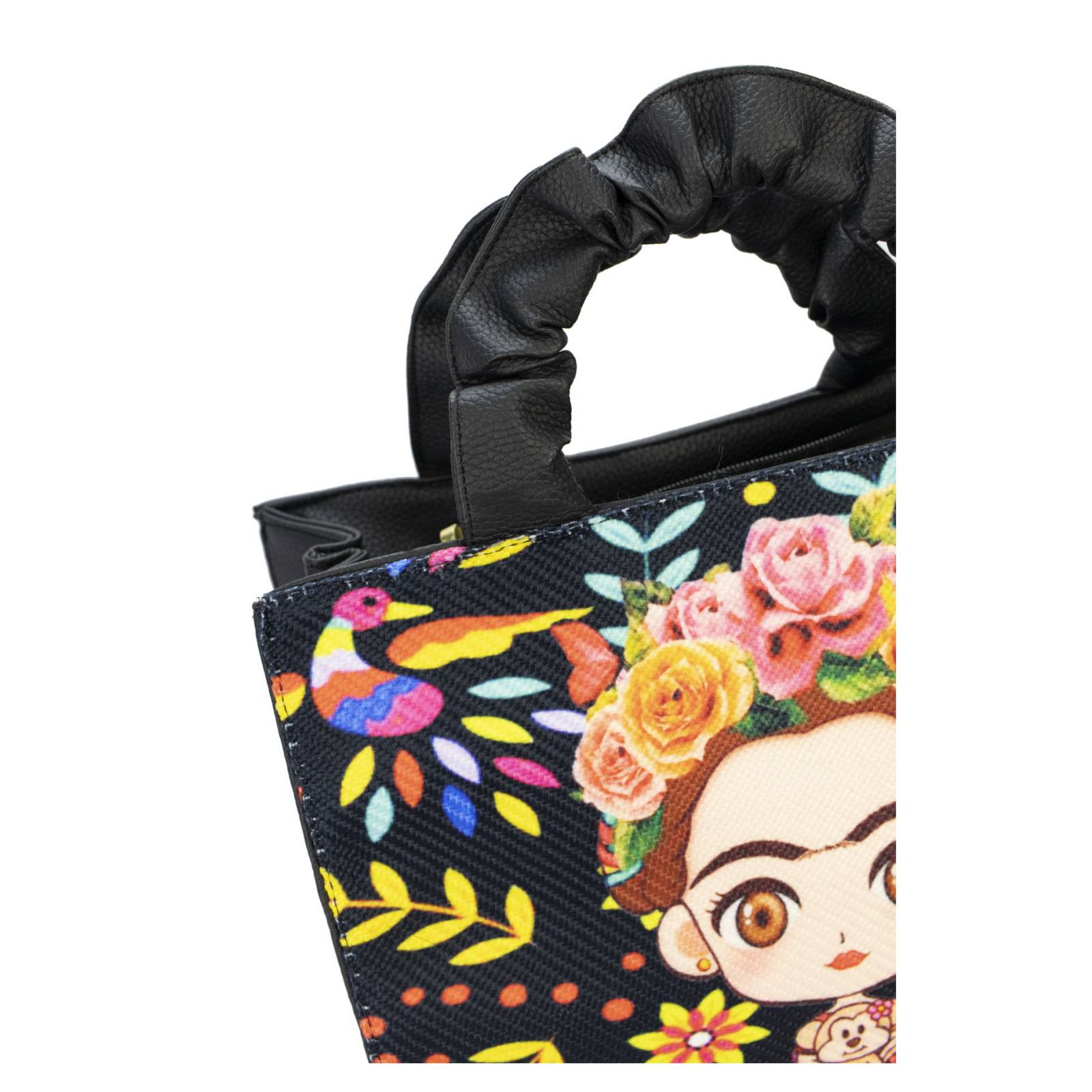 Bolsa Para Dama Negro Frida Alebrijes Sintético Y Textil Doris Nueva Imagen.