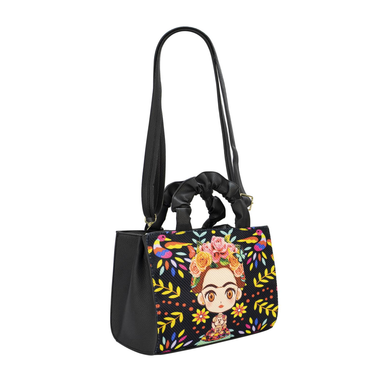 Bolsa Para Dama Negro Frida Alebrijes Sintético Y Textil Doris Nueva Imagen.