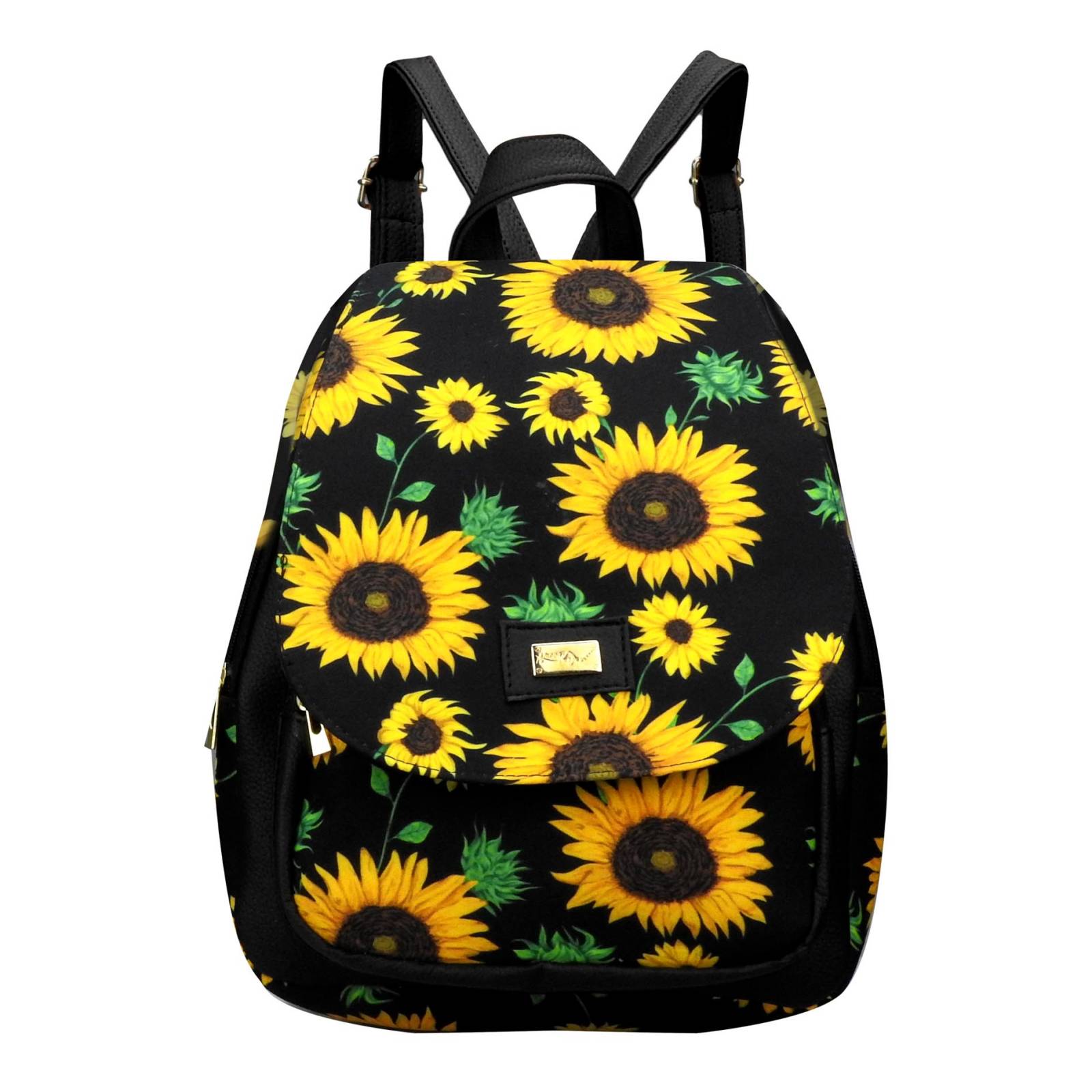 Mochila Para Dama Negro Girasol Hojas Sintético Y Textil Mariel Nueva Imagen
