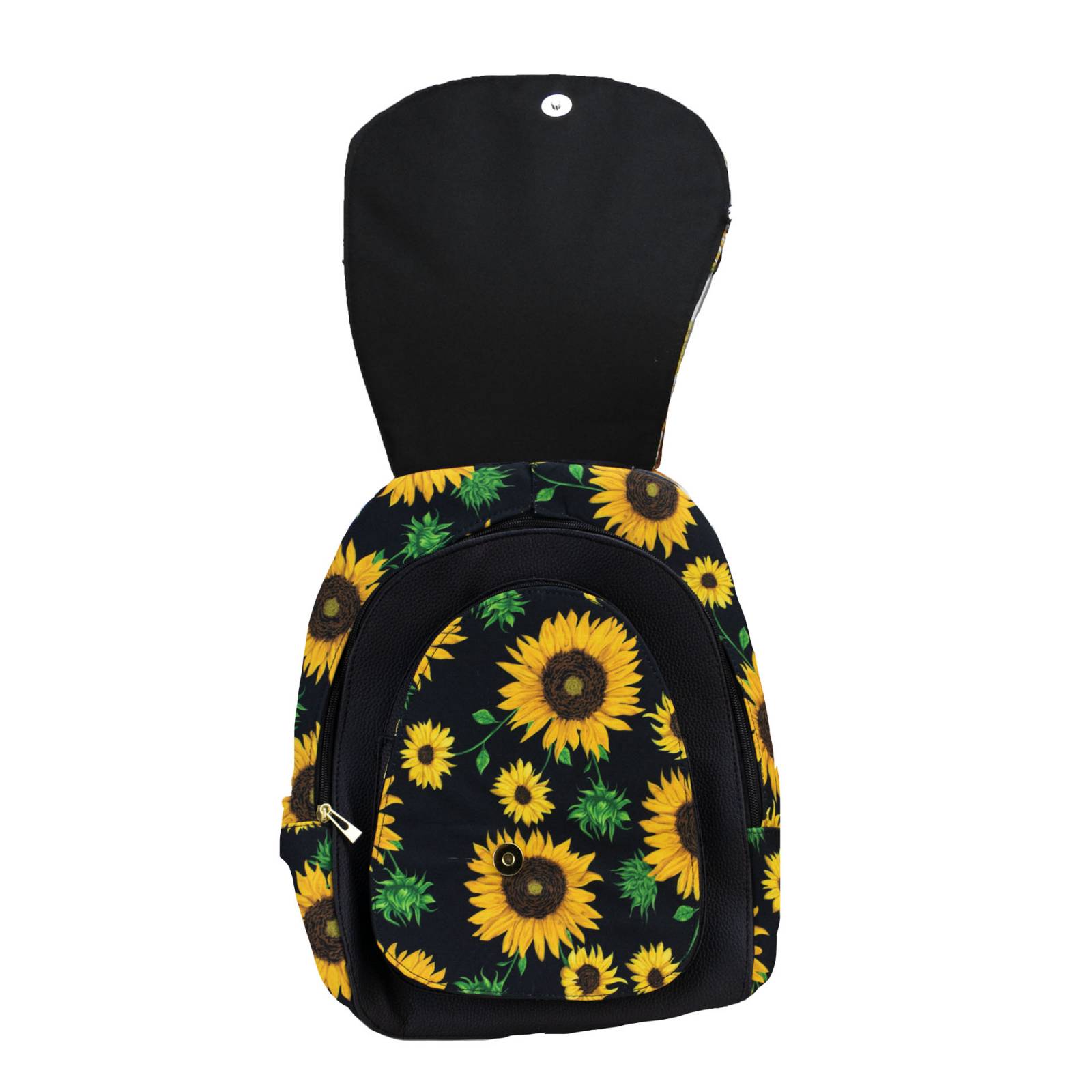 Mochila Para Dama Negro Girasol Hojas Sintético Y Textil Mariel Nueva Imagen