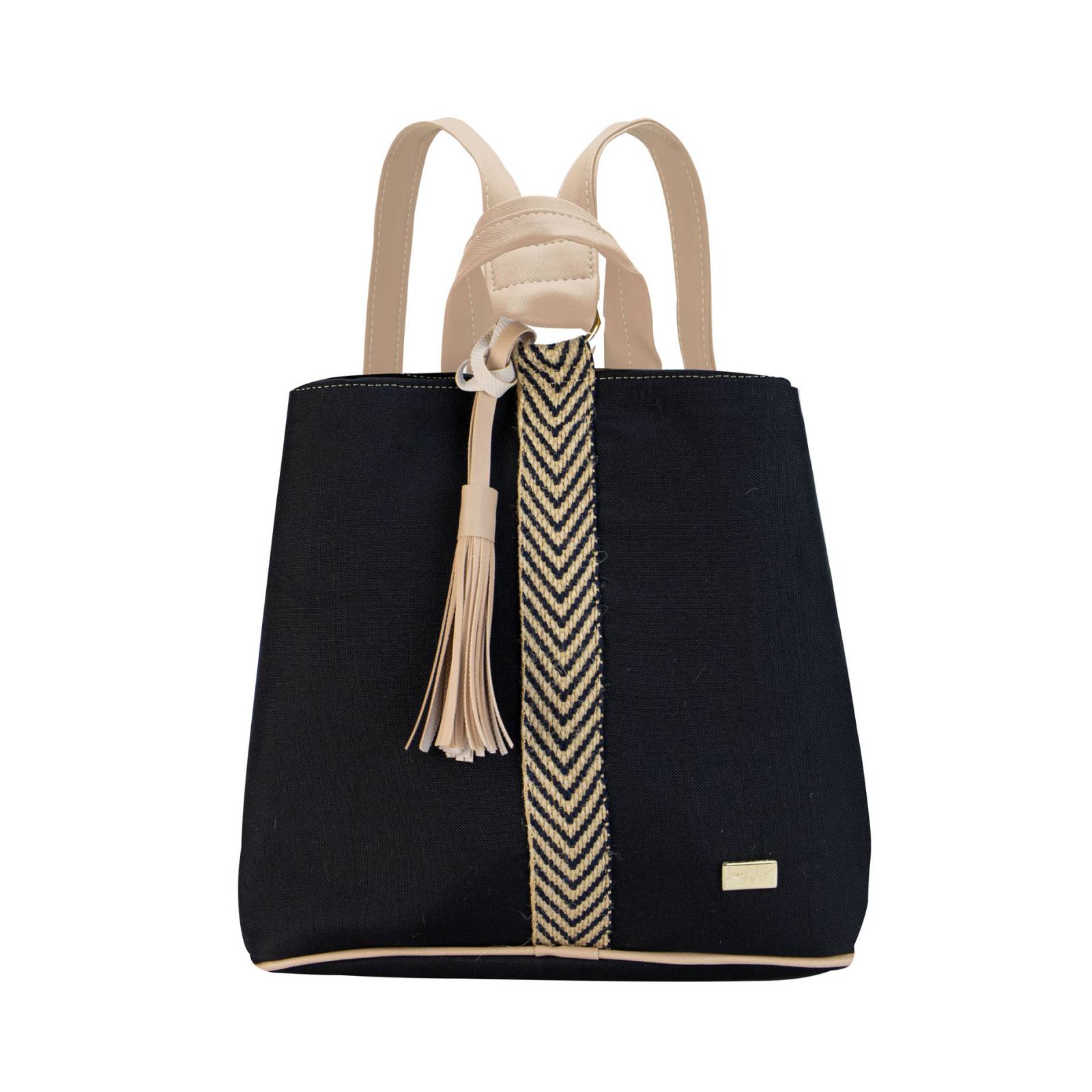 Mochila Para Dama Negro Curri Yute Flechas Sintético Tamara Nueva Imagen.