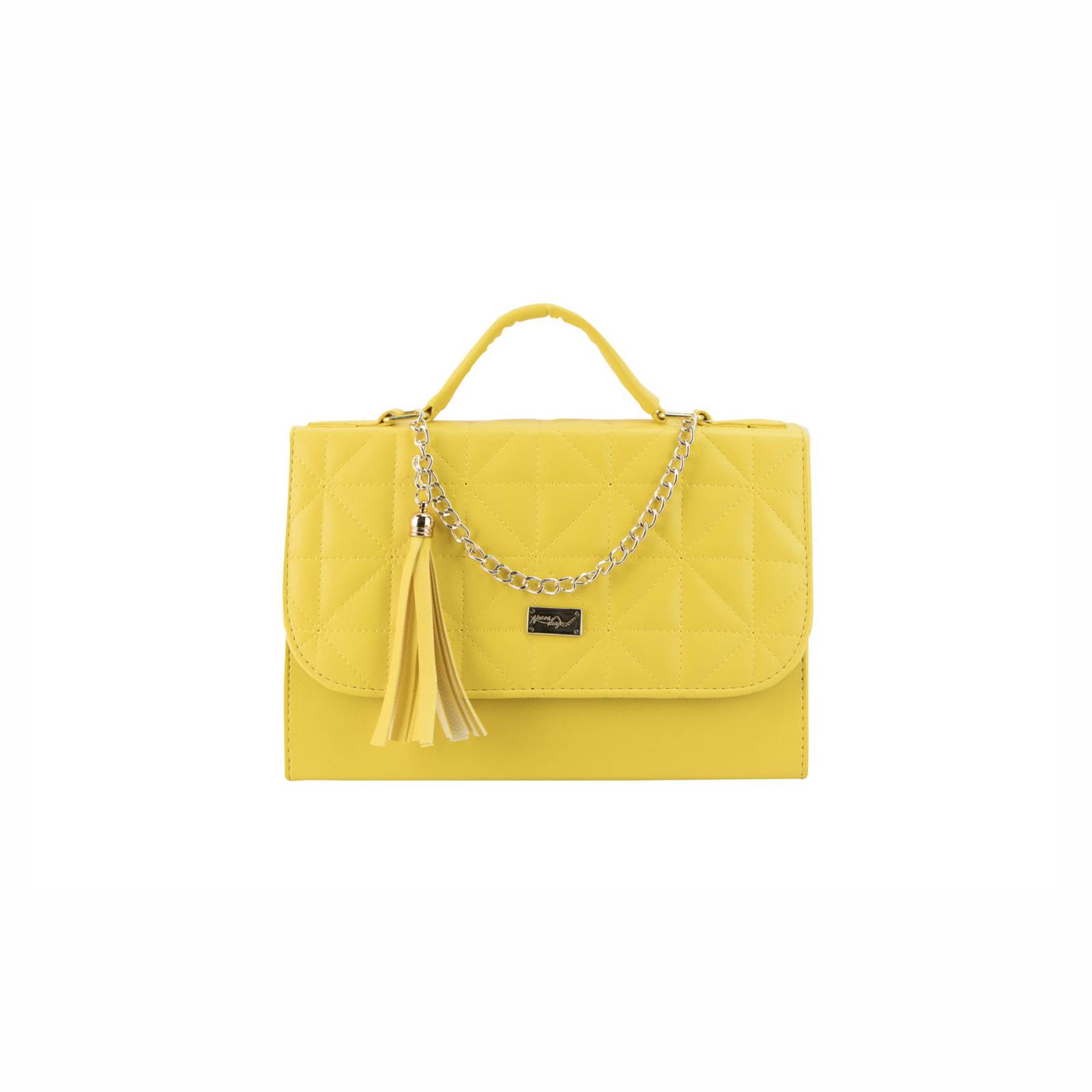 Bolso Para Mujer Amarillo Dapra Triangulos Sintetico Magda Nueva Imagen