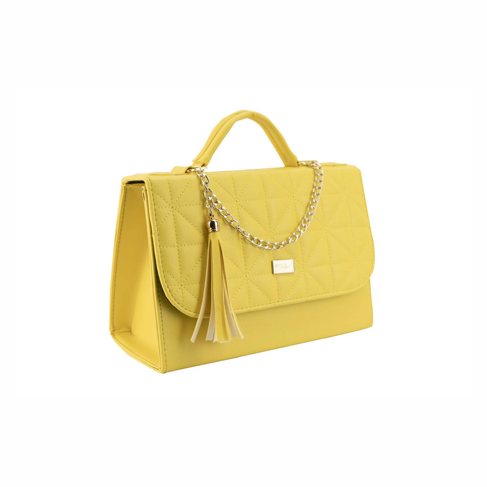 Bolso Para Mujer Amarillo Dapra Triangulos Sintetico Magda Nueva Imagen