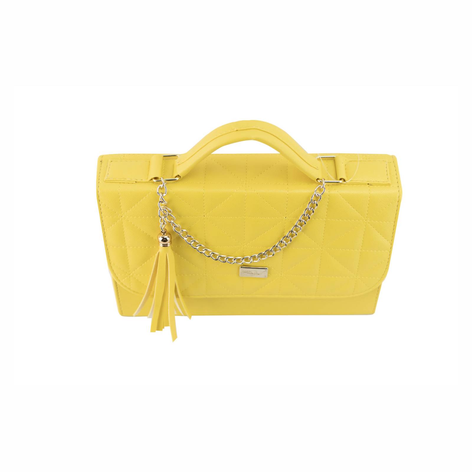 Bolso Para Mujer Amarillo Dapra Triangulos Sintetico Magda Nueva Imagen