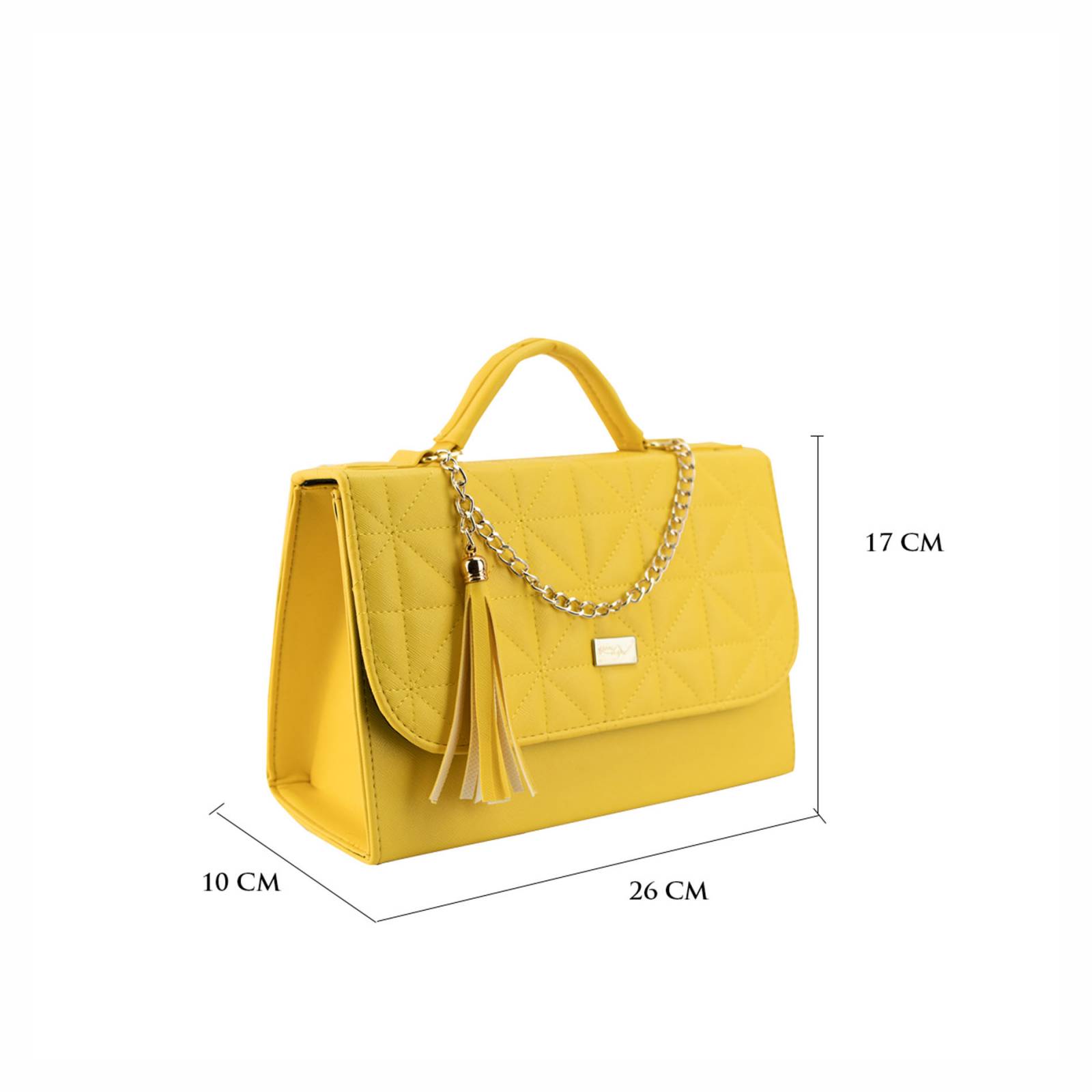Bolso Para Mujer Amarillo Dapra Triangulos Sintetico Magda Nueva Imagen