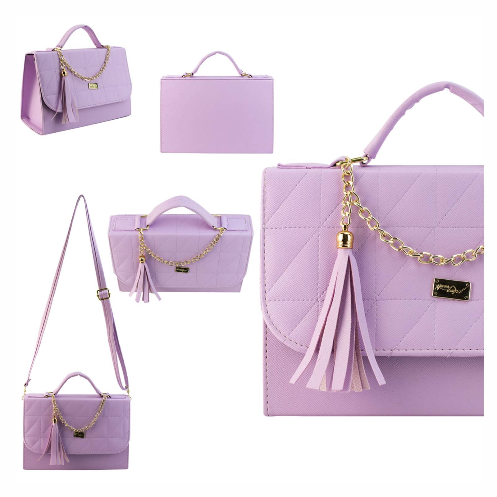 Bolso Para Mujer Lila Dapra Triangulos Sintetico Magda Nueva Imagen