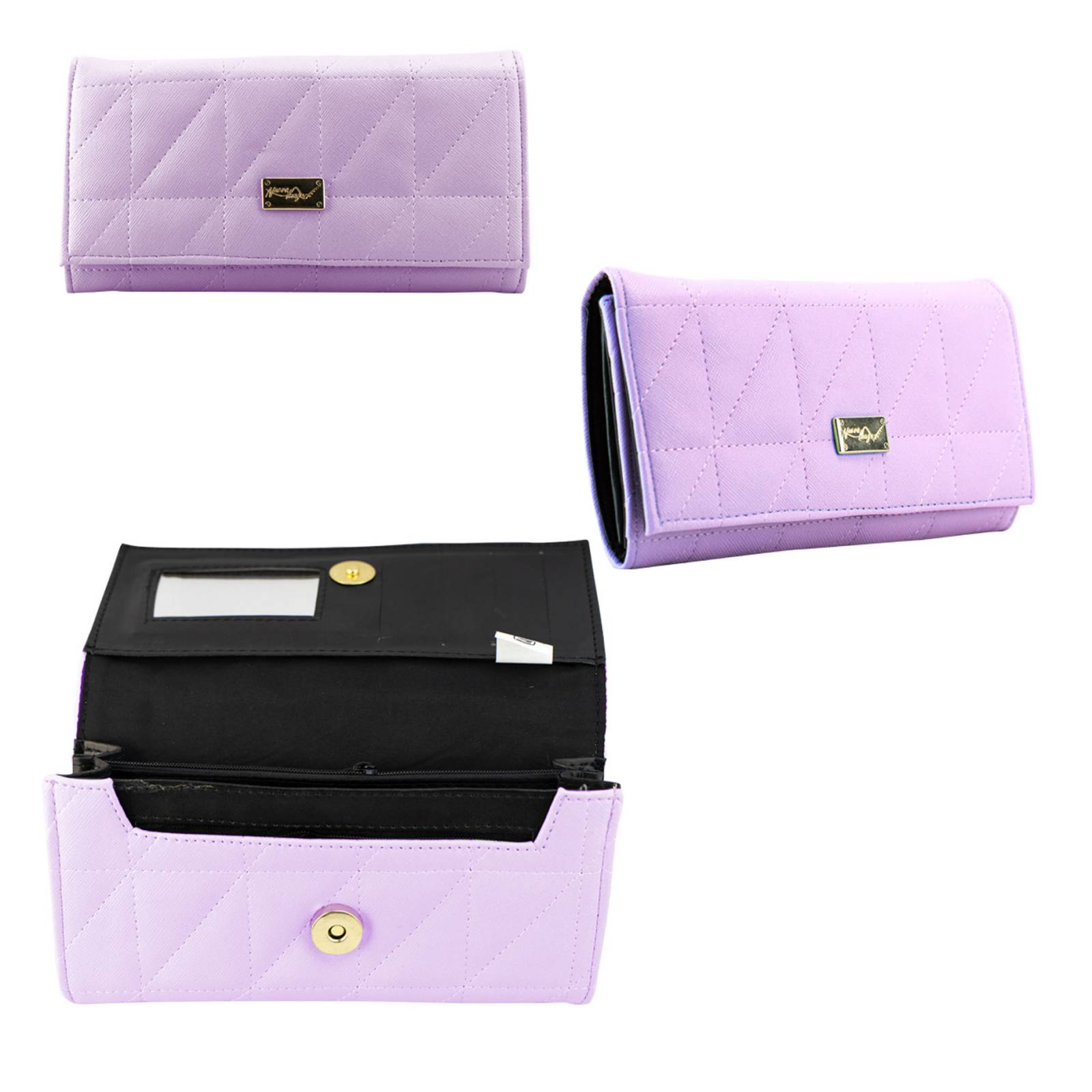 Cartera Para Mujer Lila Dapra Triangulos Sintetico Est.2 Nueva Imagen