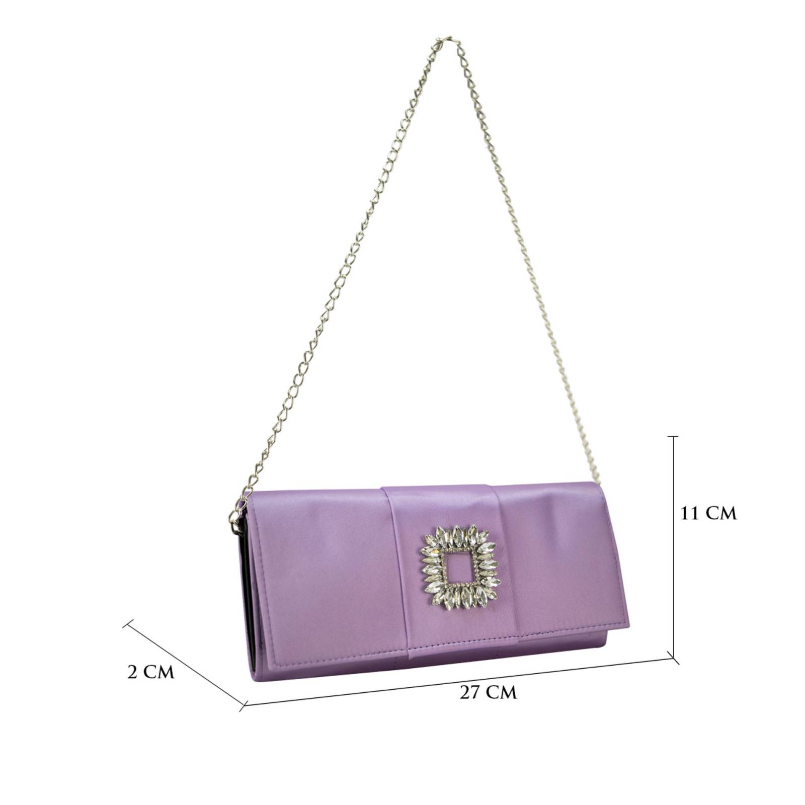 Cartera Para Mujer Lavanda Shantung Piedra Sintetico Shantal Nueva Imagen