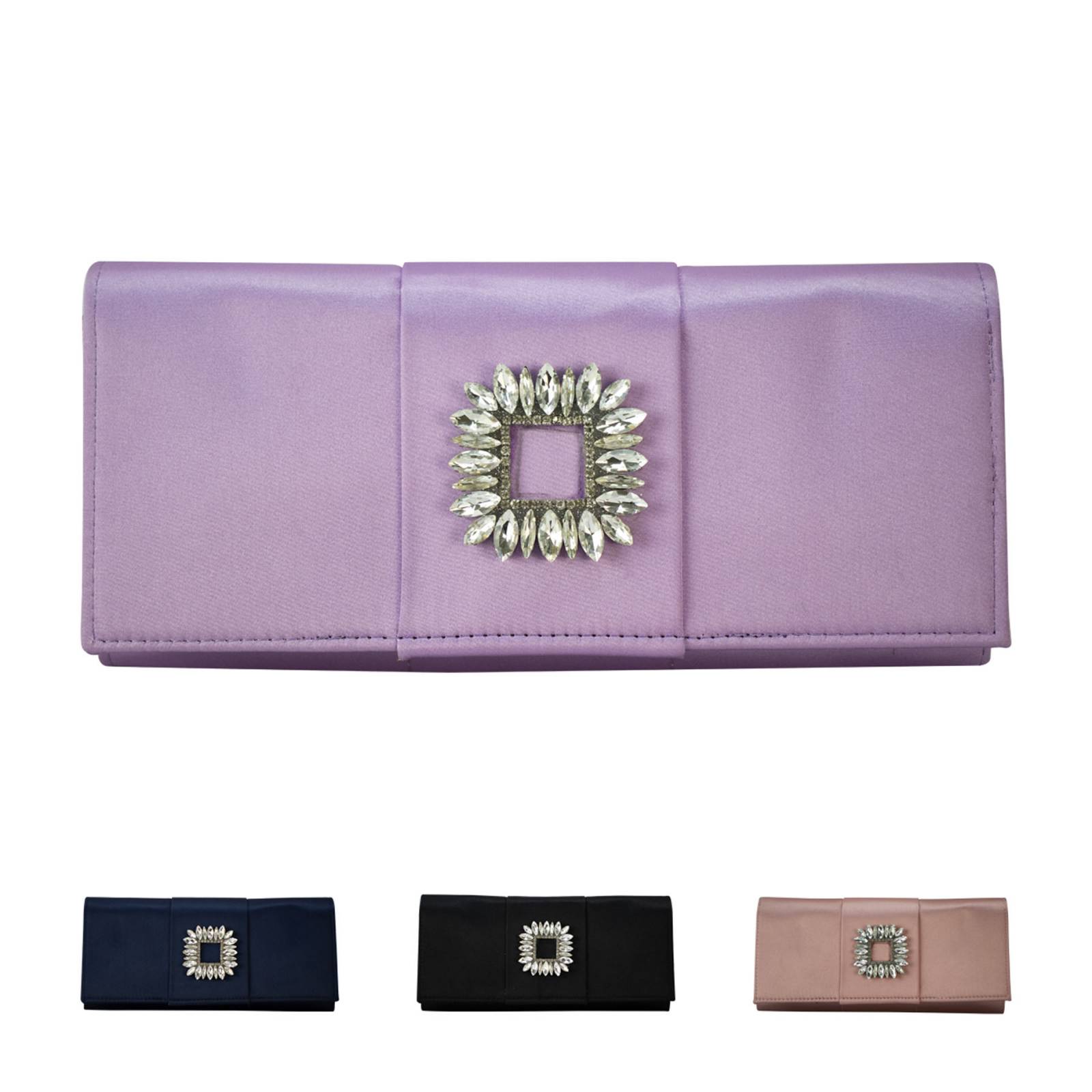 Cartera Para Mujer Lavanda Shantung Piedra Sintetico Shantal Nueva Imagen