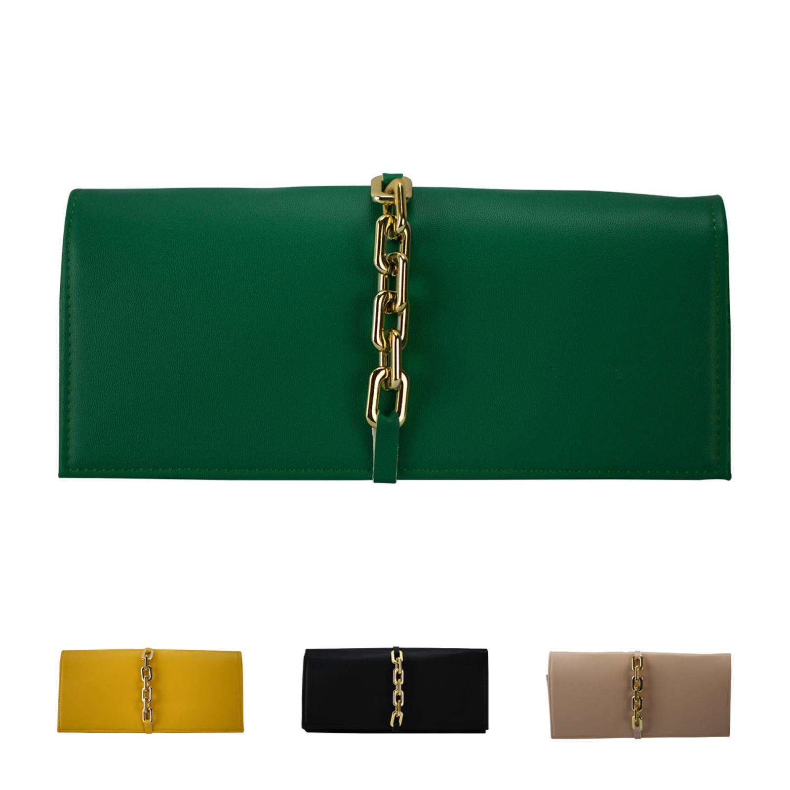 Cartera Para Mujer Esmeralda Cabra Cadena Sintetico Shantal Nueva Imagen