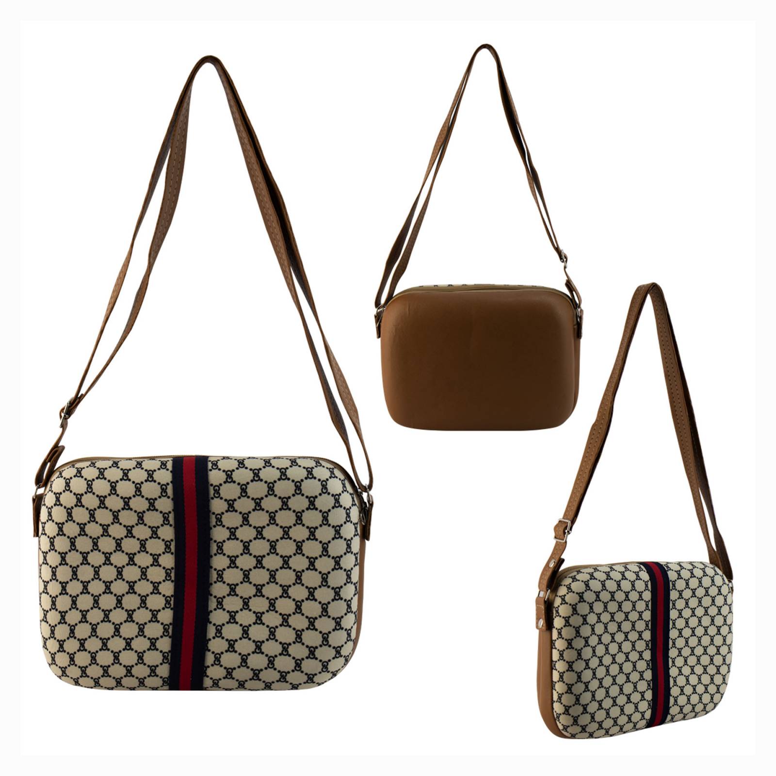 Mariconera Para Mujer Beige Gg Cinta Marino Sintetico Wanda Nueva Imagen