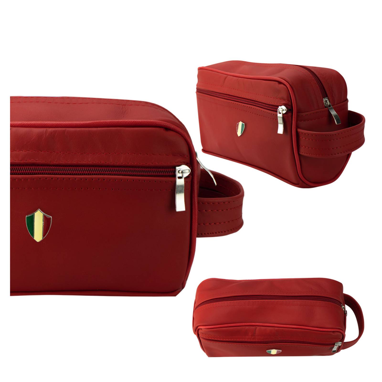 Neceser Para Hombre Rojo Piel Piel Octavio Nueva Imagen