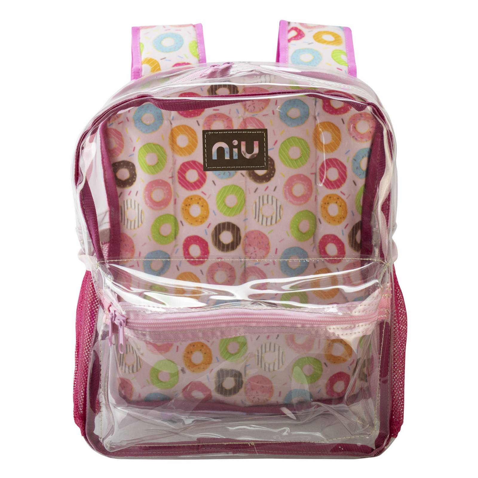 Mochila Escolar Rosa Transparente Donas Plastico Florida Nueva Imagen