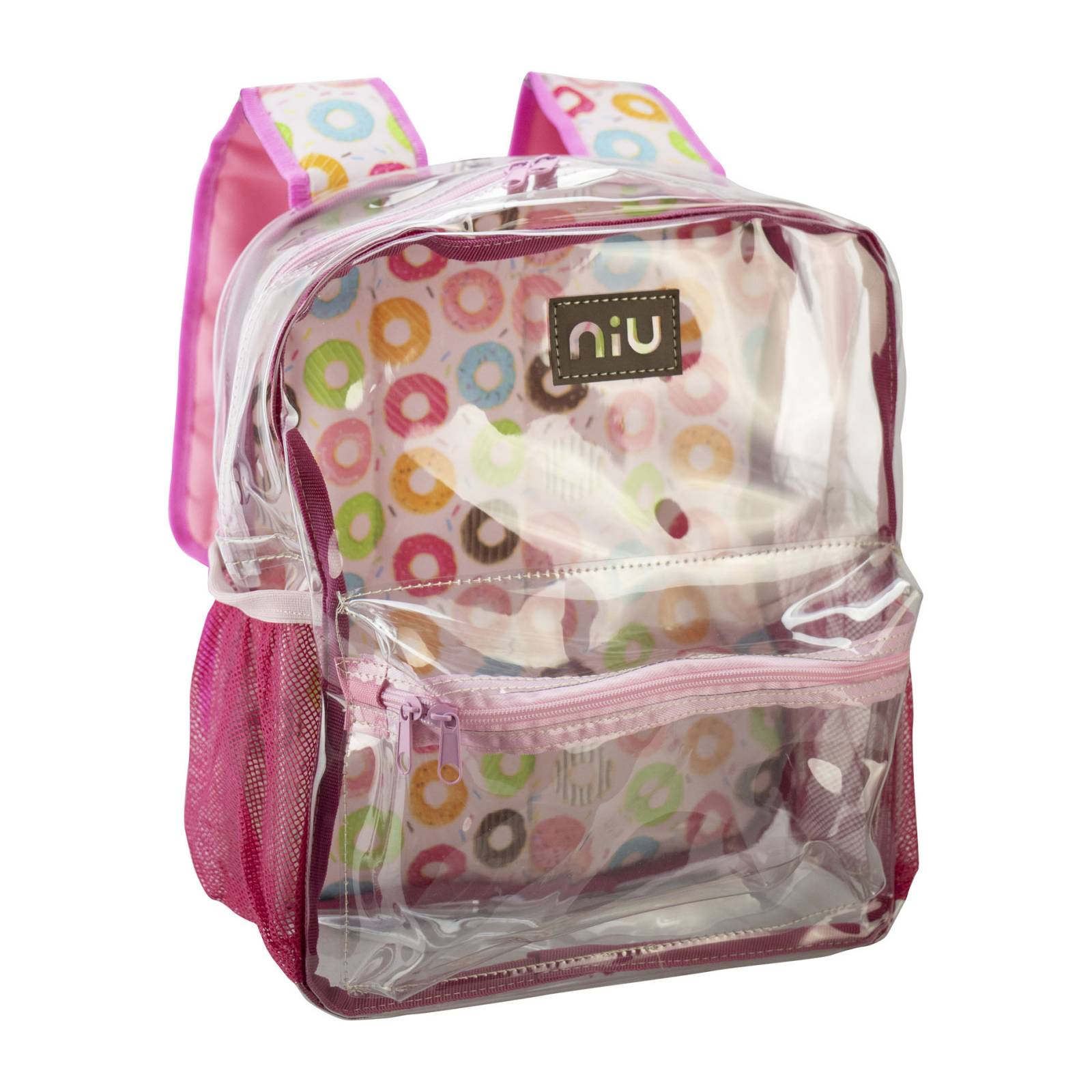 Mochila Escolar Rosa Transparente Donas Plastico Florida Nueva Imagen