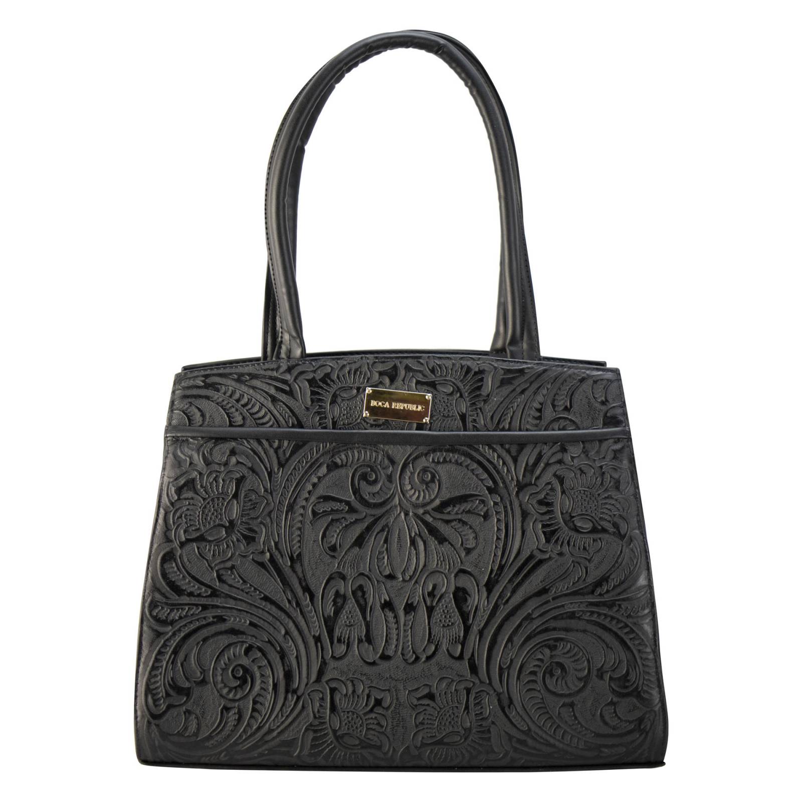 Bolso Para Dama Negro Piel Grabado Piel Teresa Nueva Imagen