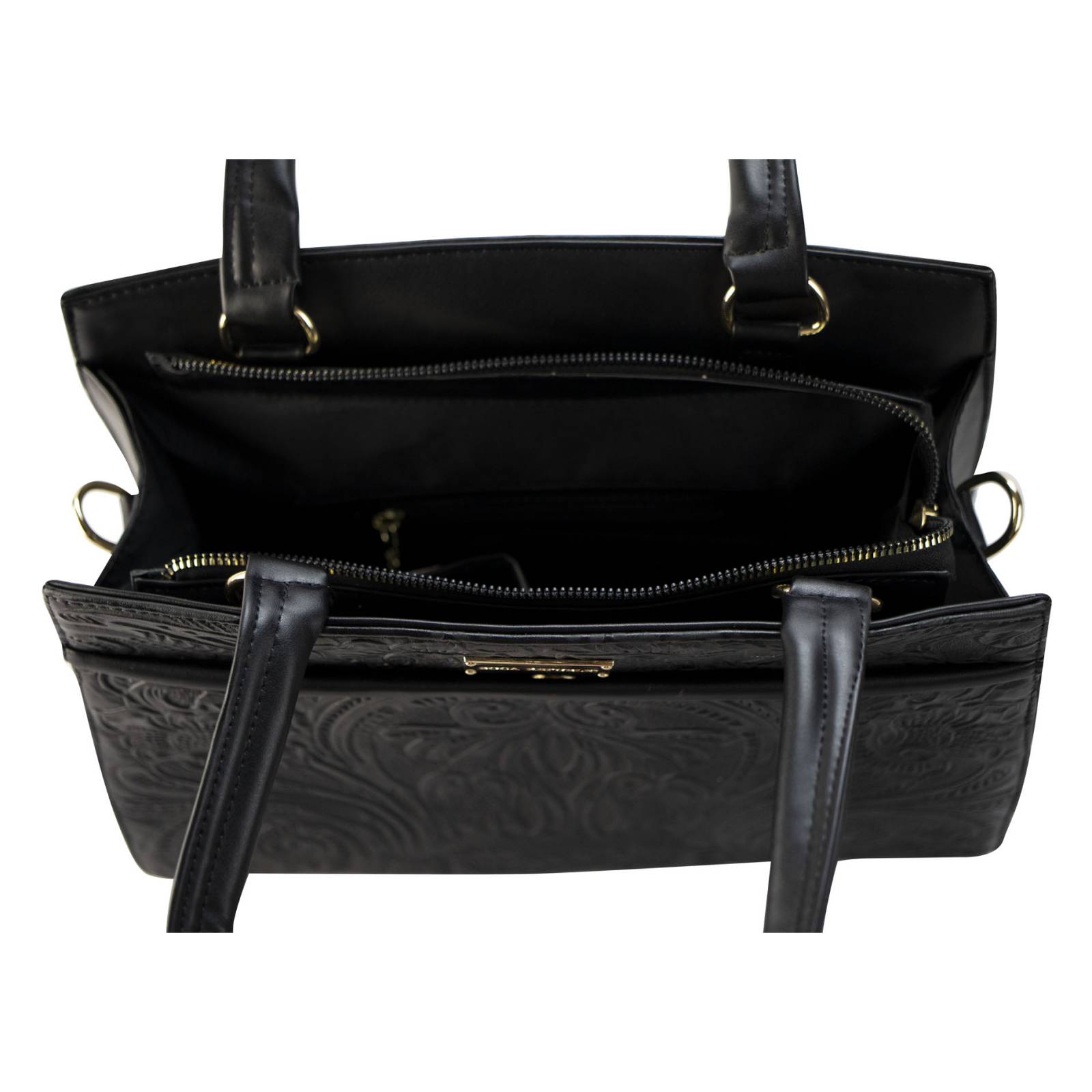 Bolso Para Dama Negro Piel Grabado Piel Teresa Nueva Imagen