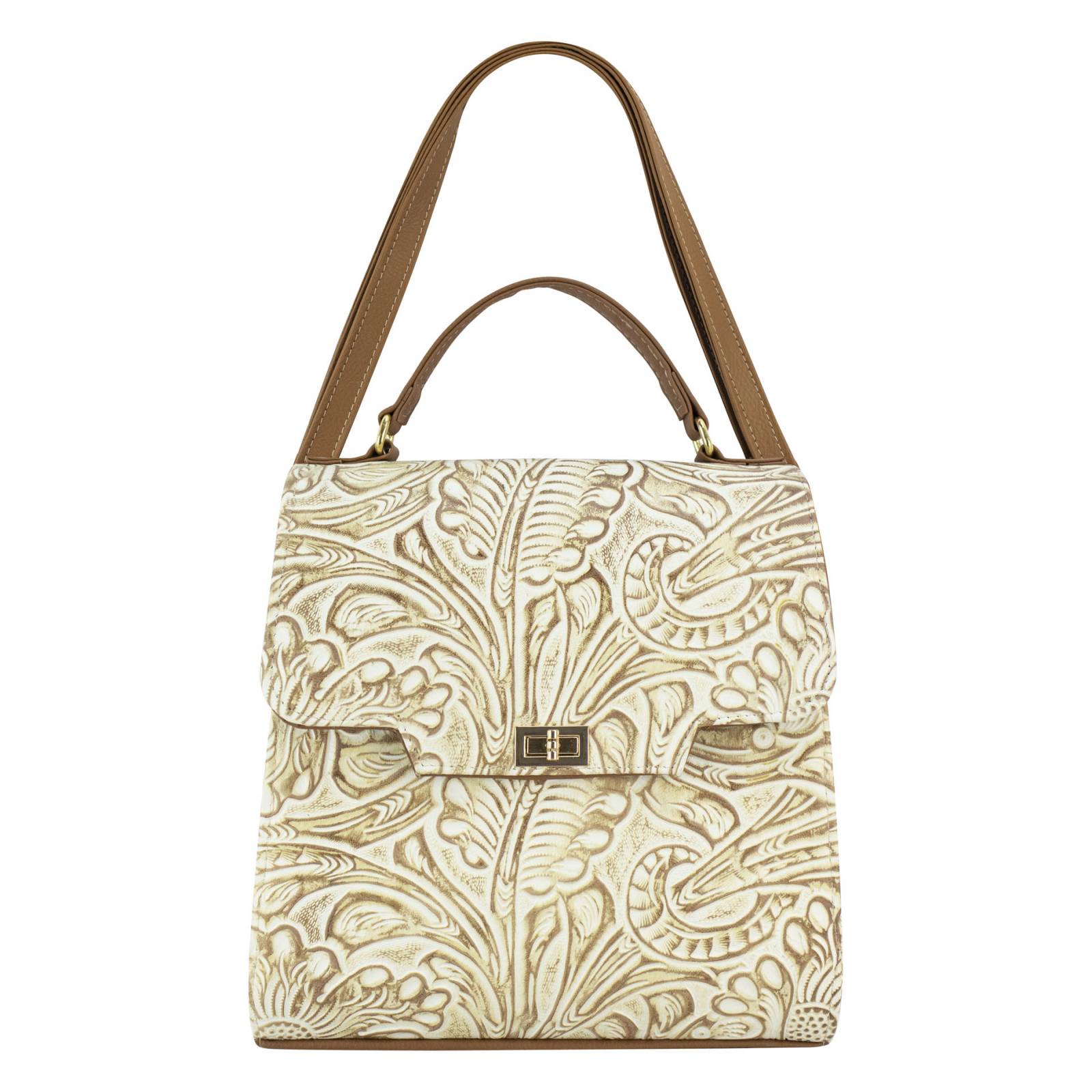 Bolso Para Dama Hueso Piel Grabado Camel Piel Addae Nueva Imagen