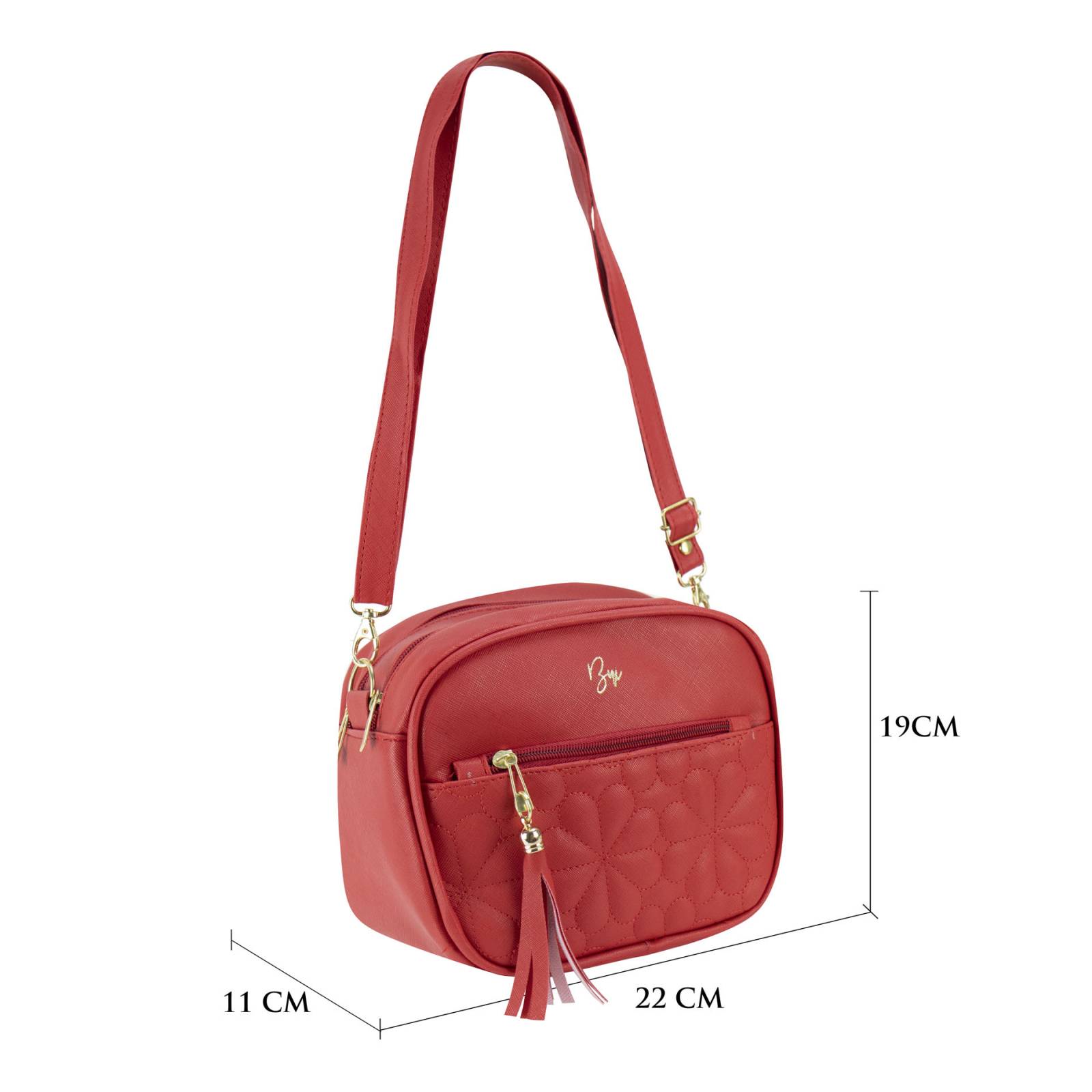 Mariconera Para Dama Rojo Dapra Flor Sintetico Nereida Nueva Imagen