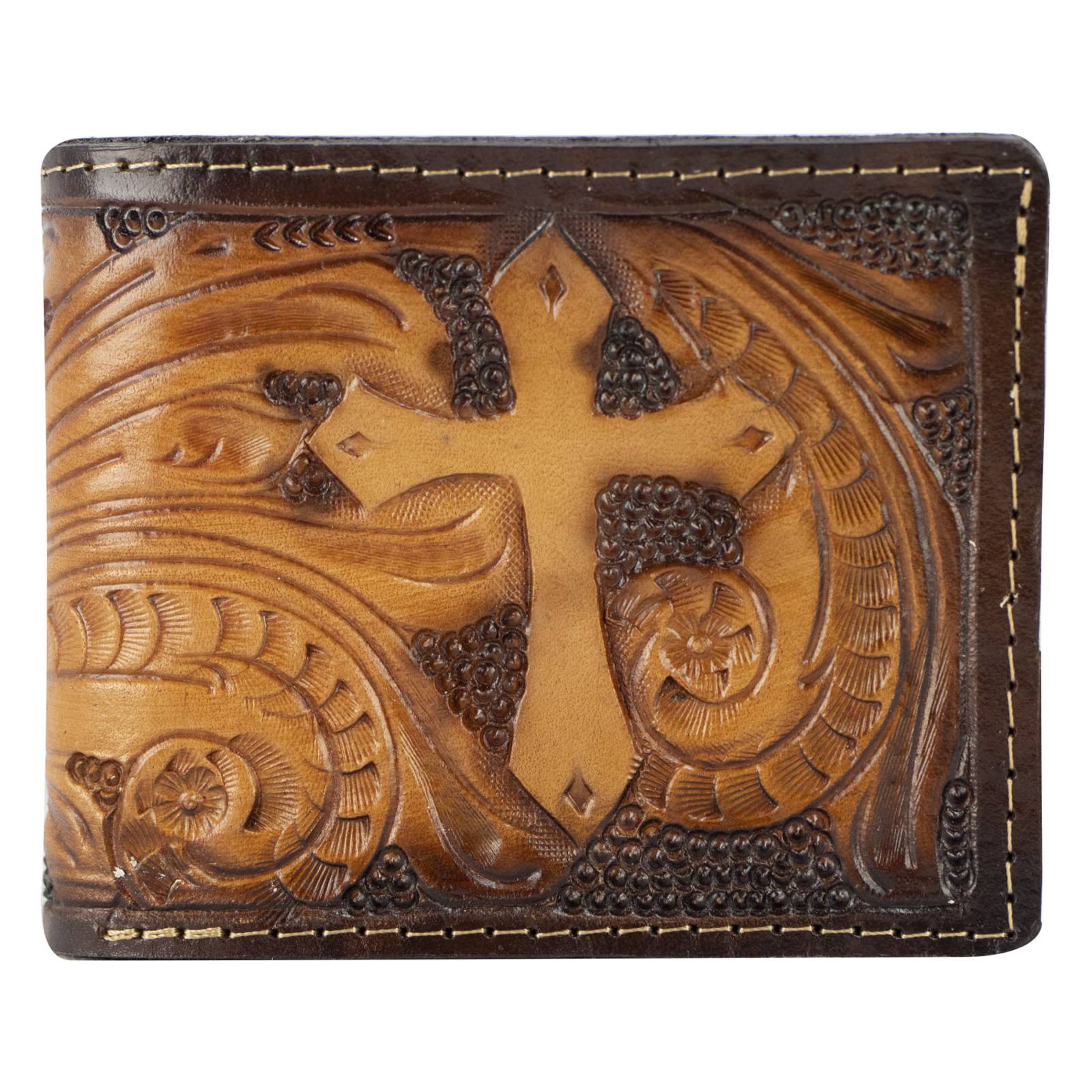 Cartera Para Caballero Café Piel Cincelada Cruz Piel  Nicolás Nueva Imagen