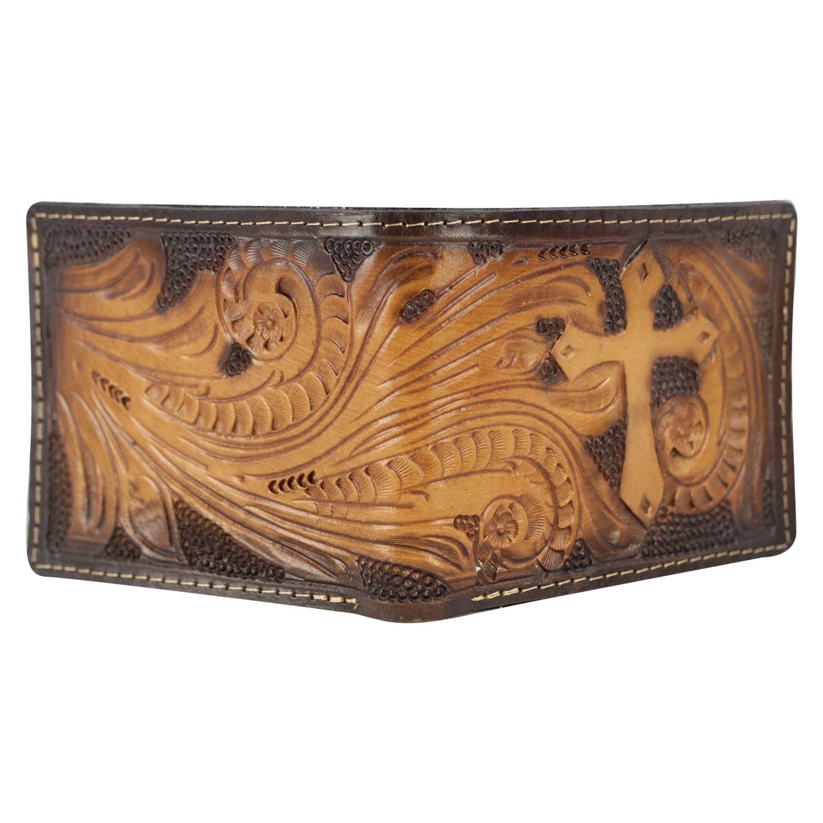 Cartera Para Caballero Café Piel Cincelada Cruz Piel  Nicolás Nueva Imagen