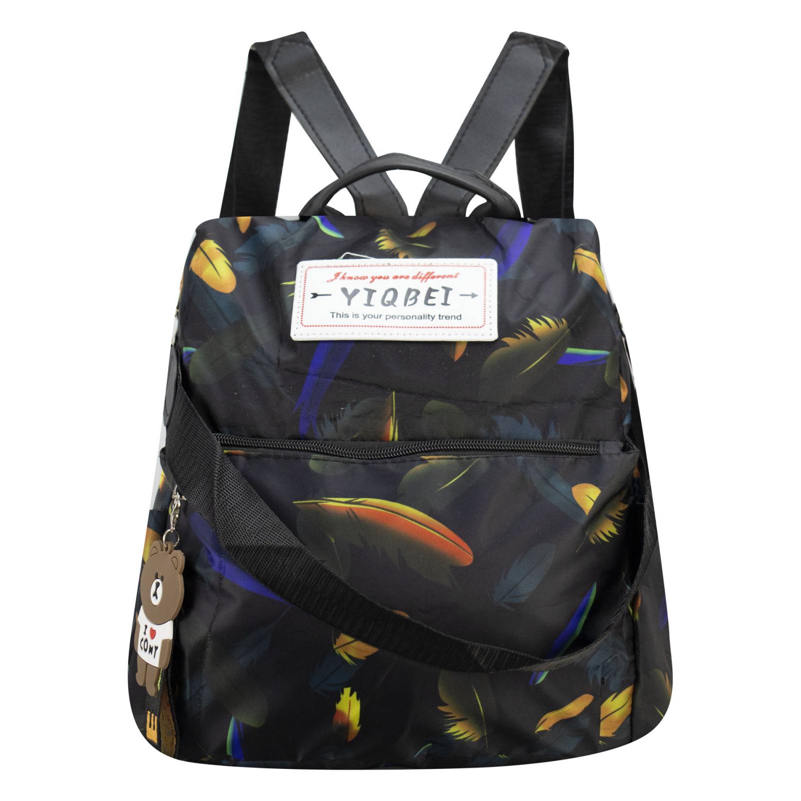 Mochila Unisex Negro Nylon Plumas Sintetico Antirrobo Nueva Imagen