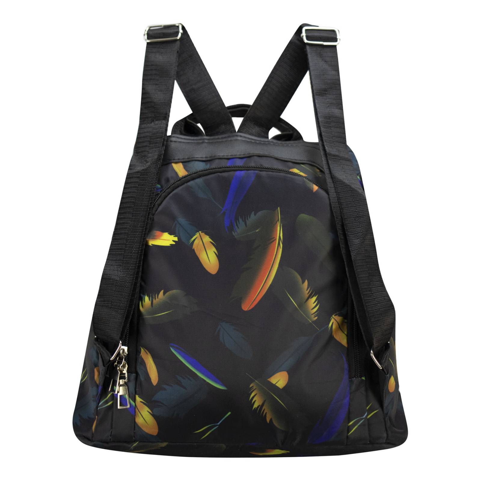 Mochila Unisex Negro Nylon Plumas Sintetico Antirrobo Nueva Imagen