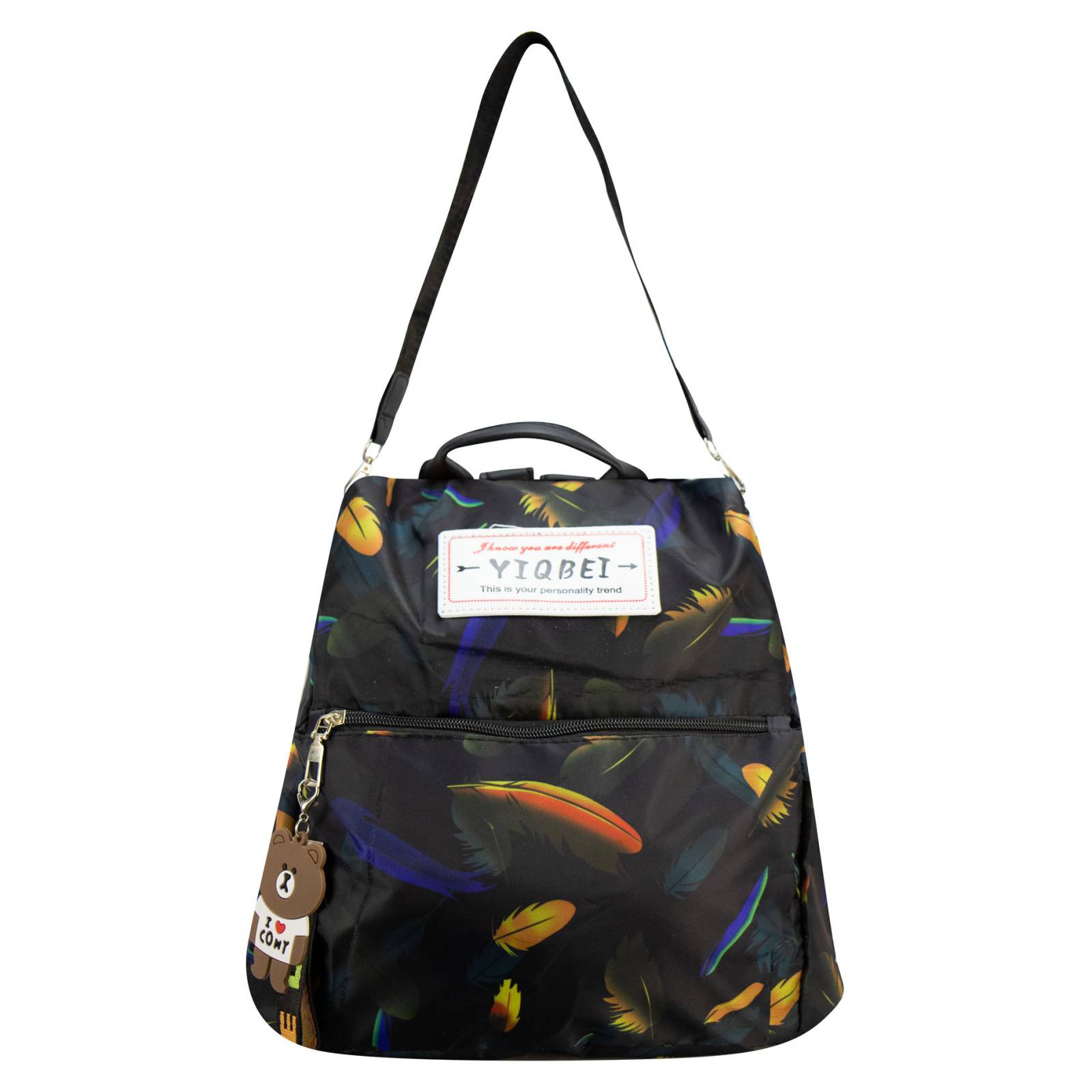 Mochila Unisex Negro Nylon Plumas Sintetico Antirrobo Nueva Imagen