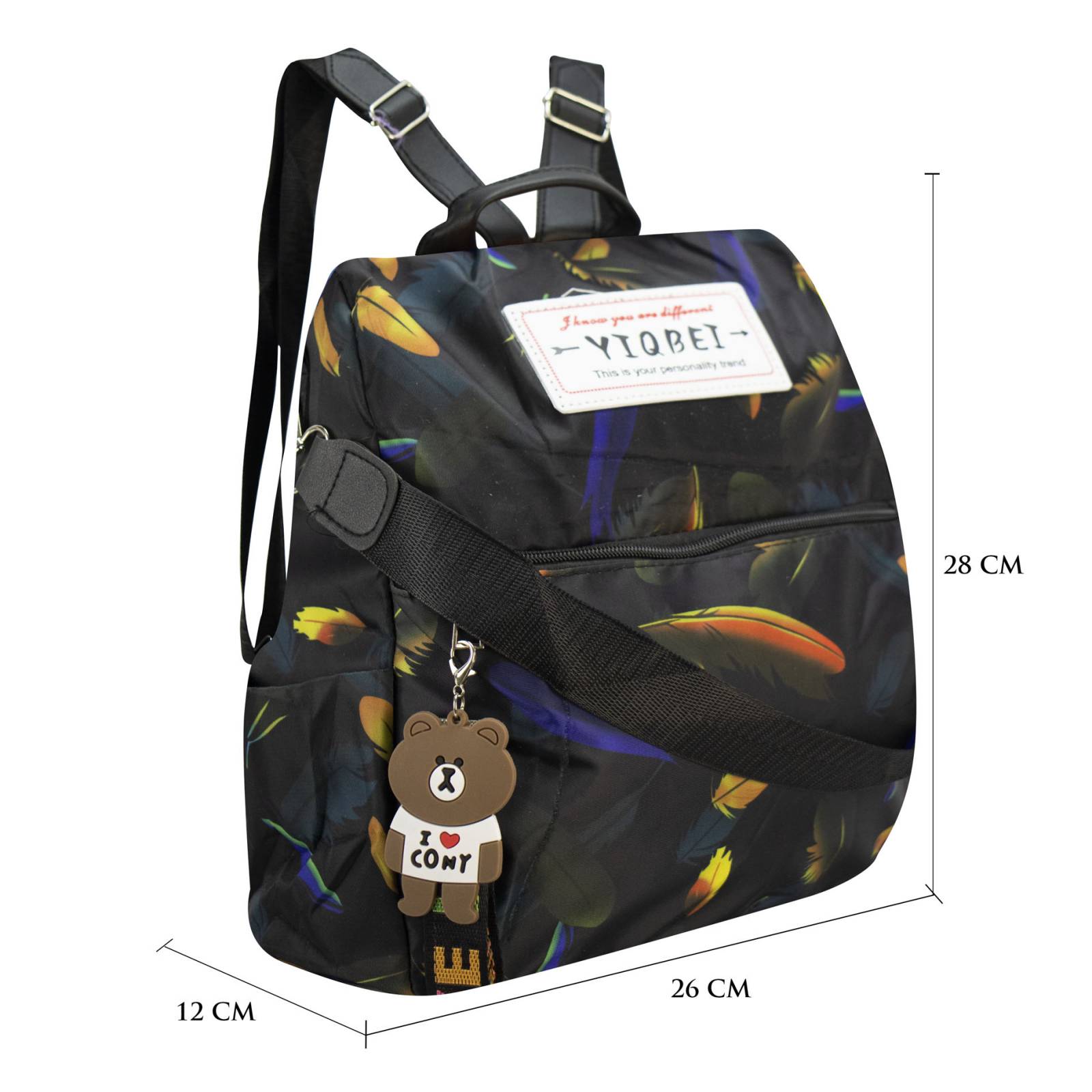 Mochila Unisex Negro Nylon Plumas Sintetico Antirrobo Nueva Imagen