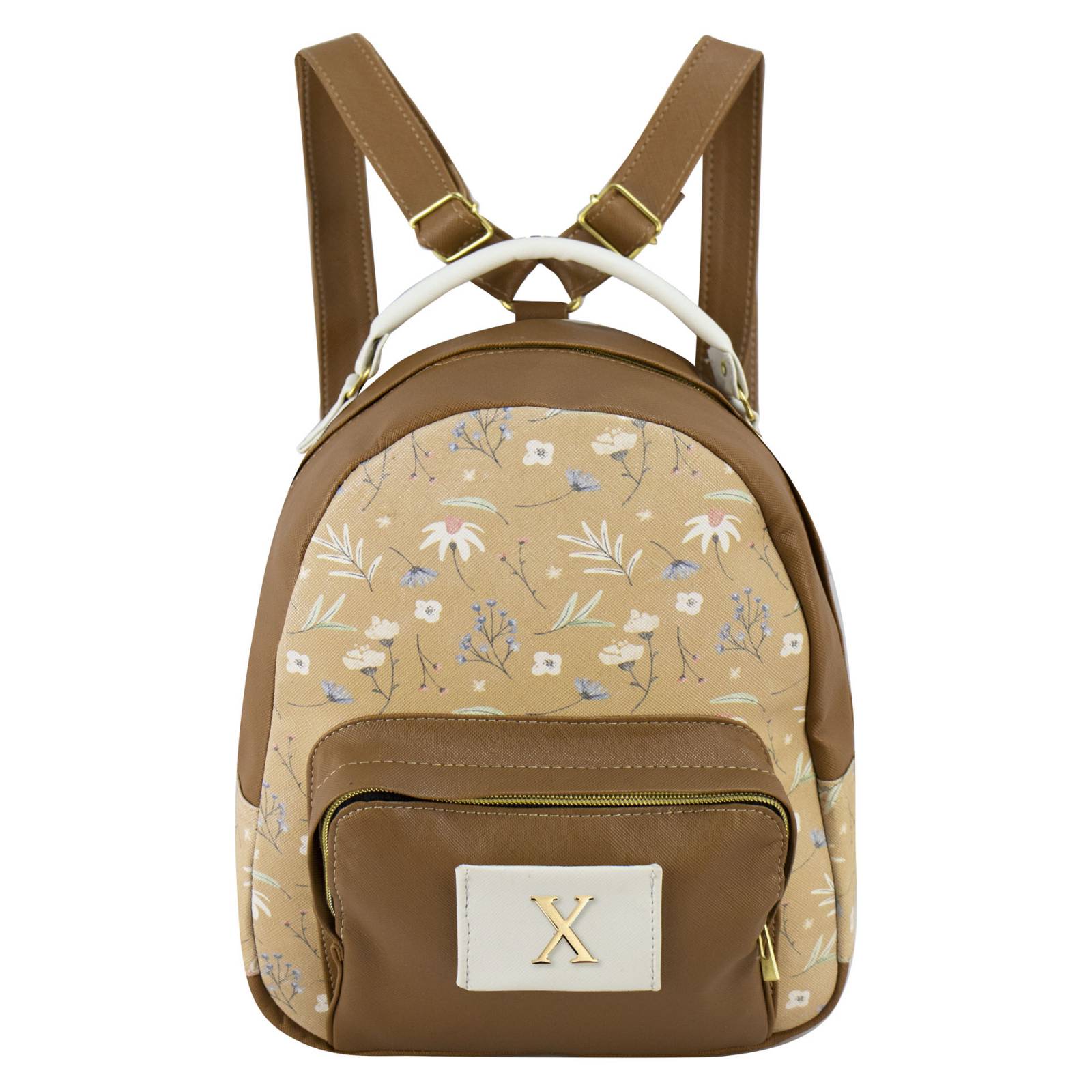 Mochila Para Dama Camel Flores Sam Sintetico Emma Nueva Imagen