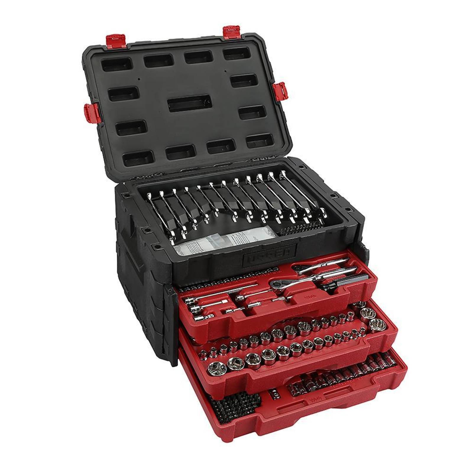 Jgo dados y accesorios comb 450 pzas estuche plástico Urrea. JCB01 