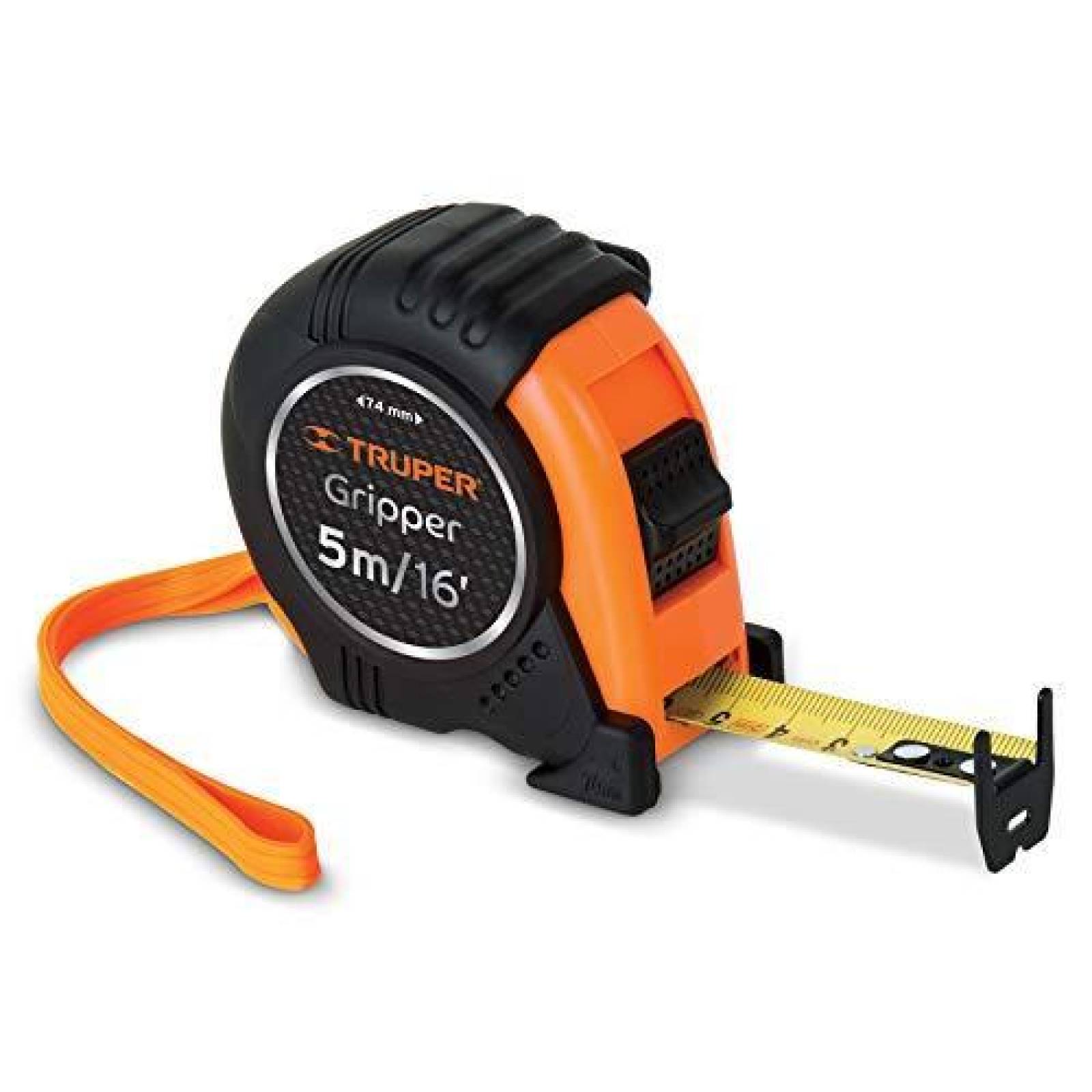 Flexómetro Gripper contra impactos 5 m cinta 19 mm, Truper 14578