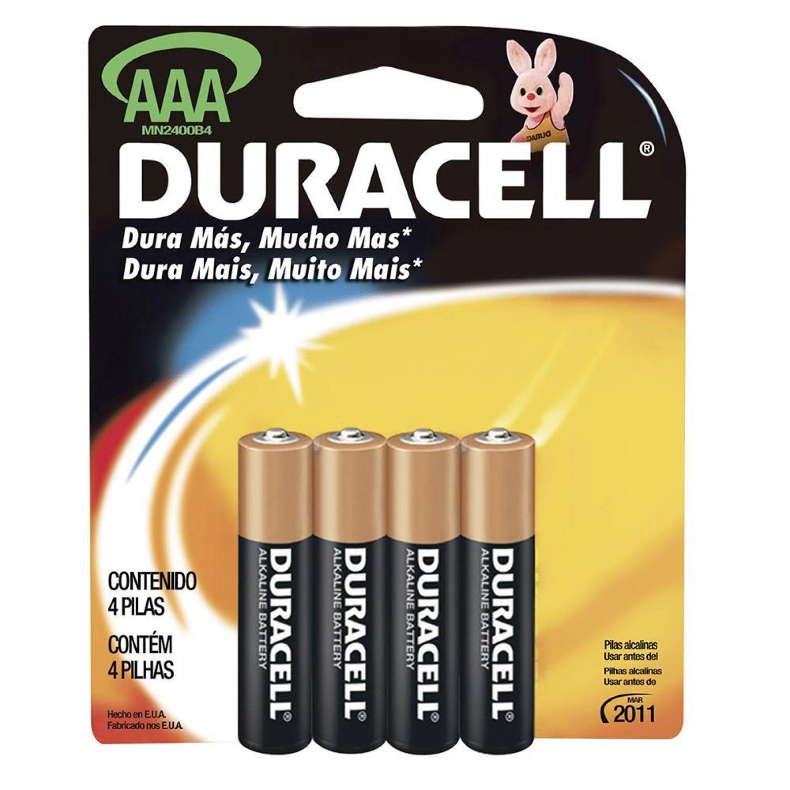 Pila alcalina marca Duracell AAA con 4 piezas Surtek MN2400