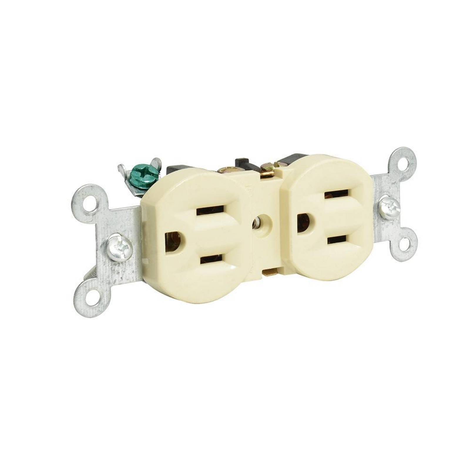 Contacto dúplex tapa marfil base negra 15A 127V Surtek 136400 