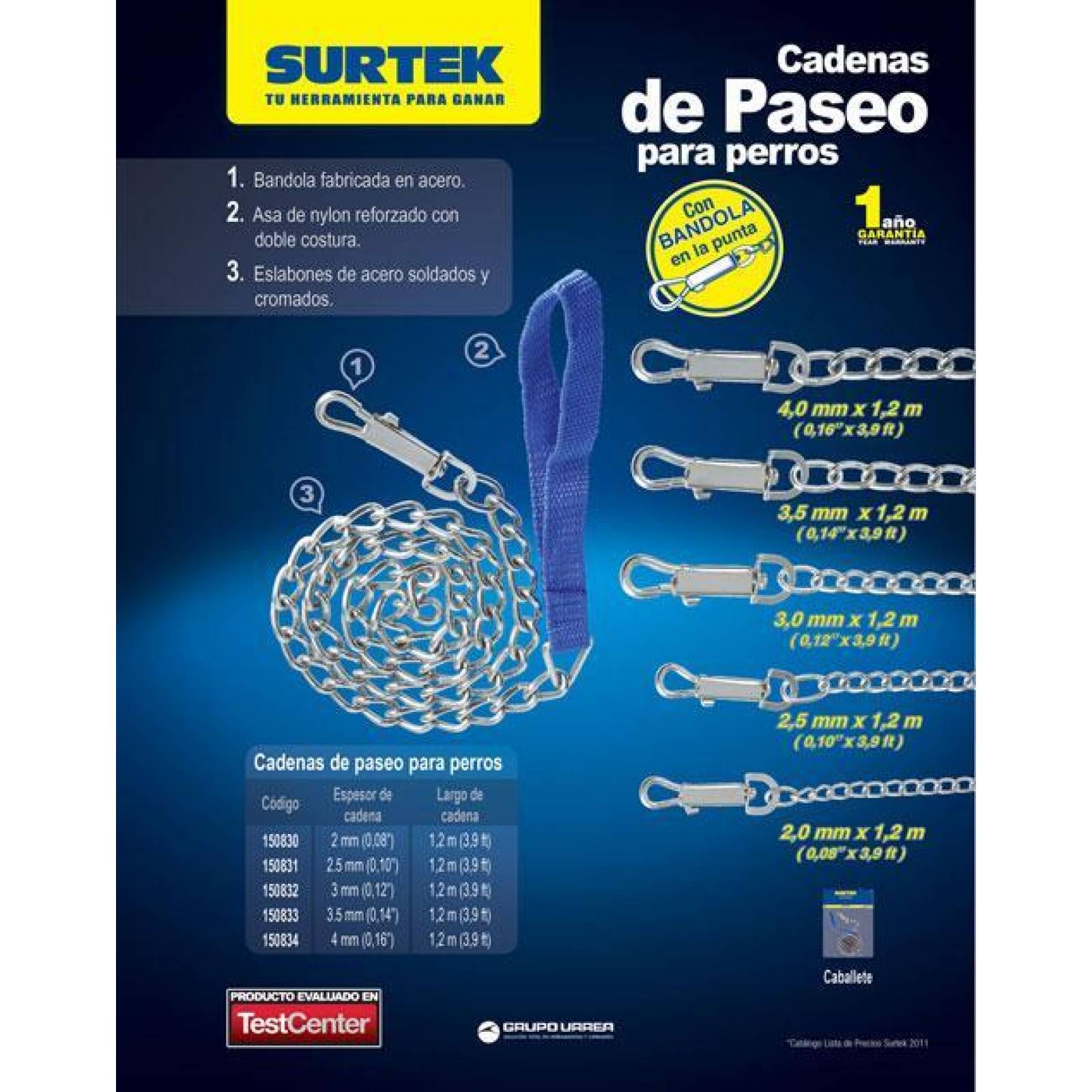 Cadena para perro 3.0mm x 1.2m Surtek 150832