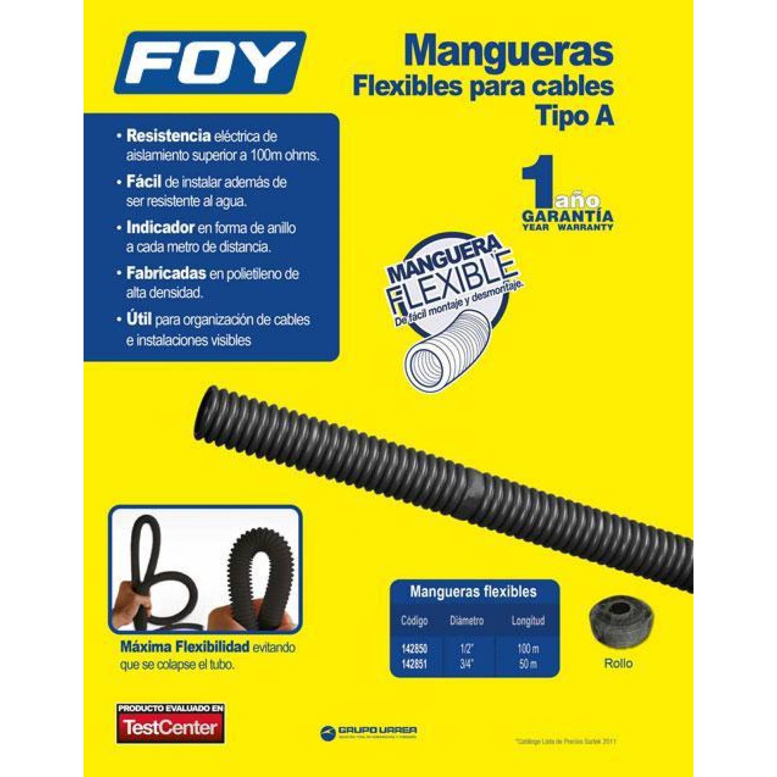Manguera flexible para cable 1/2" x 100m Foy 142850 