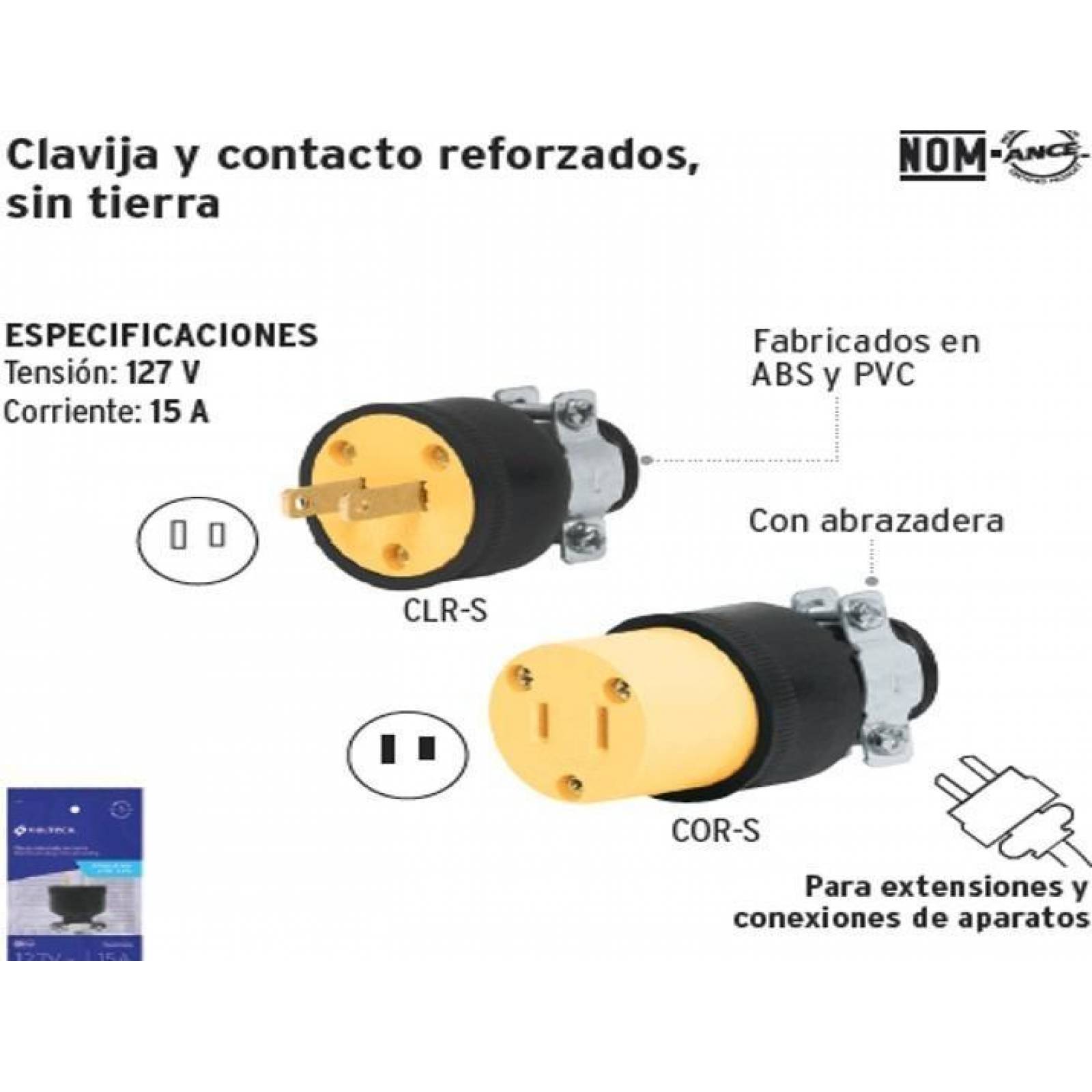 Clavija industrial reforzada polarizada, Volteck 46201 
