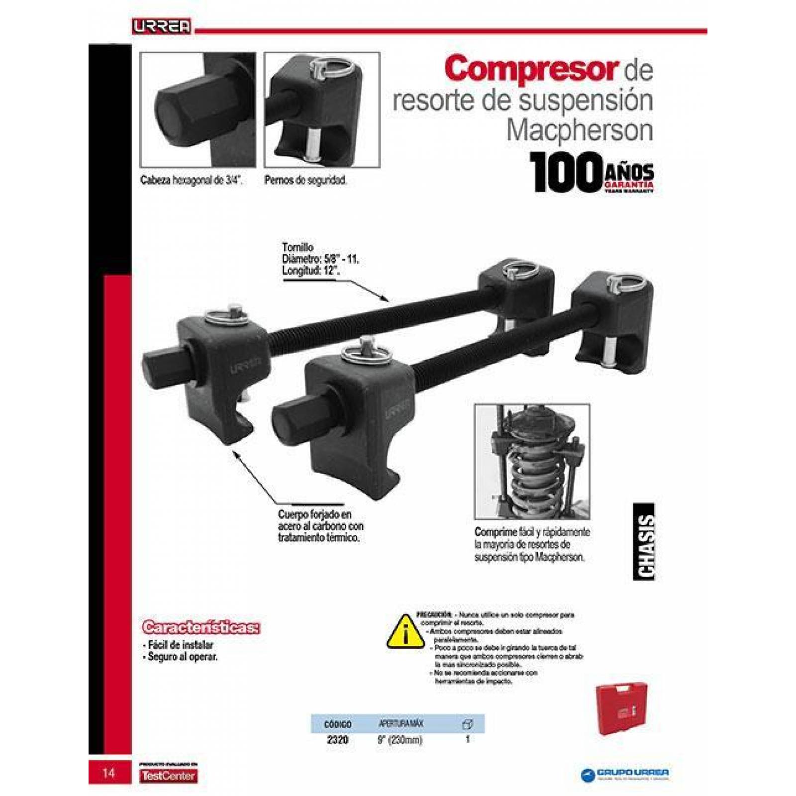 Opresor de resortes de suspensión Macpherson Urrea 2320