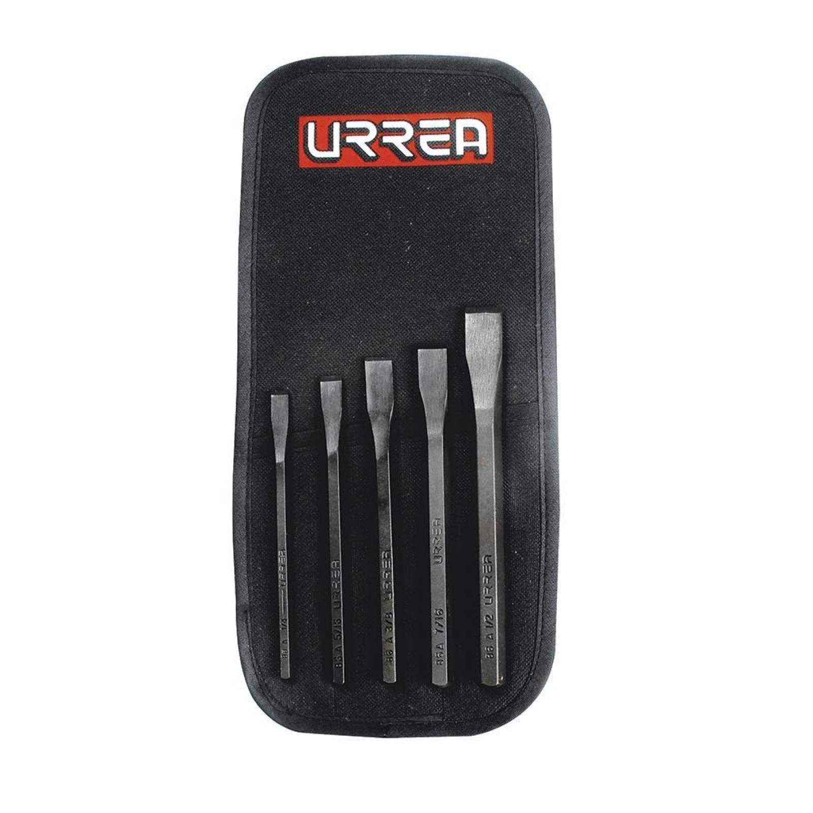 Juego de 5 cinceles 1/4"-1/2" Urrea 86C 