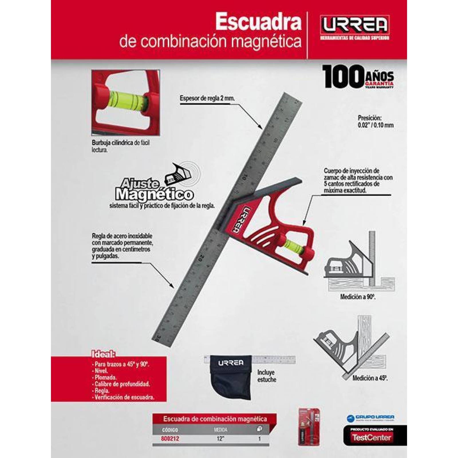 Escuadra combinación universal 12" magnética Urrea 800212 