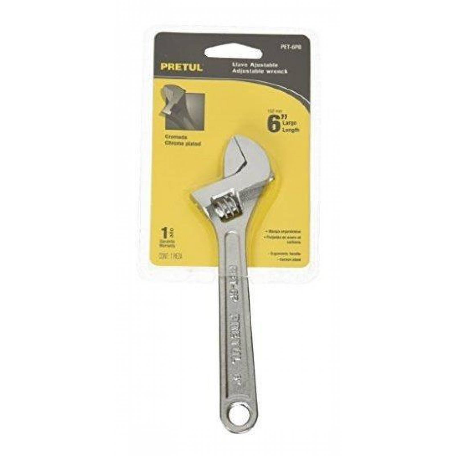 Llave ajustable (perico), cromado 6' Pretul 21814 