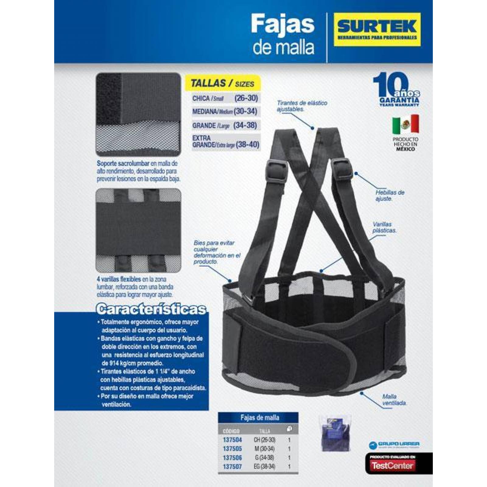 Faja de malla Talla Grande Surtek 137506 