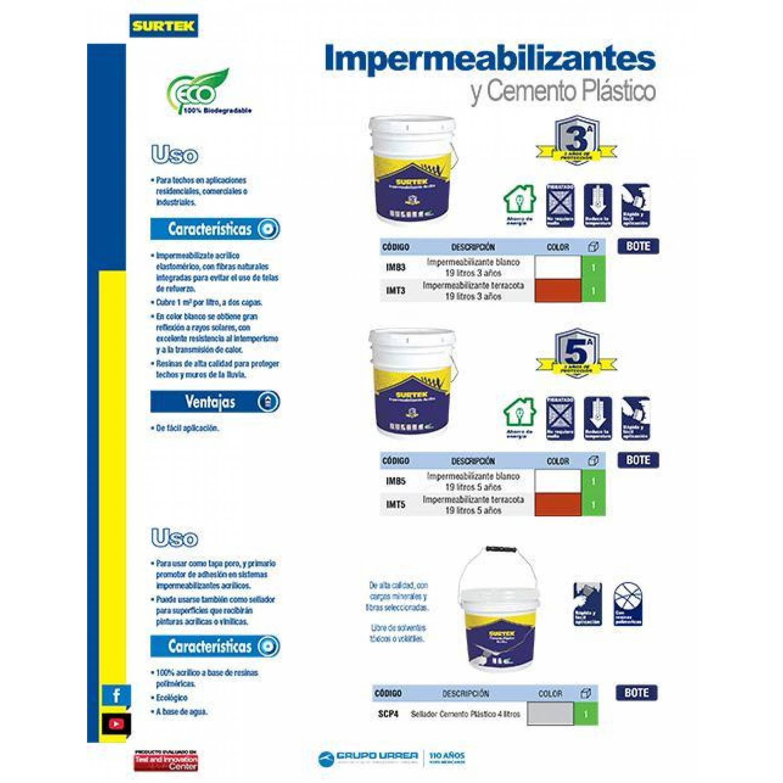 Impermeabilizante color terracota 19l 3 años Surtek IMT3 