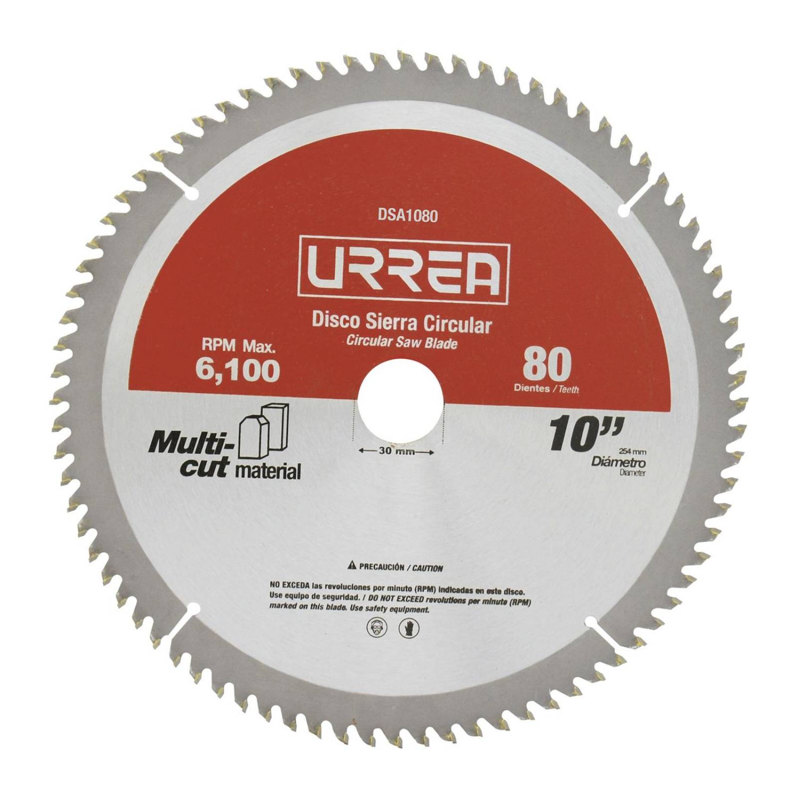 Disco sierra circular para aluminio 10" 80 dientes Urrea DSA1080 